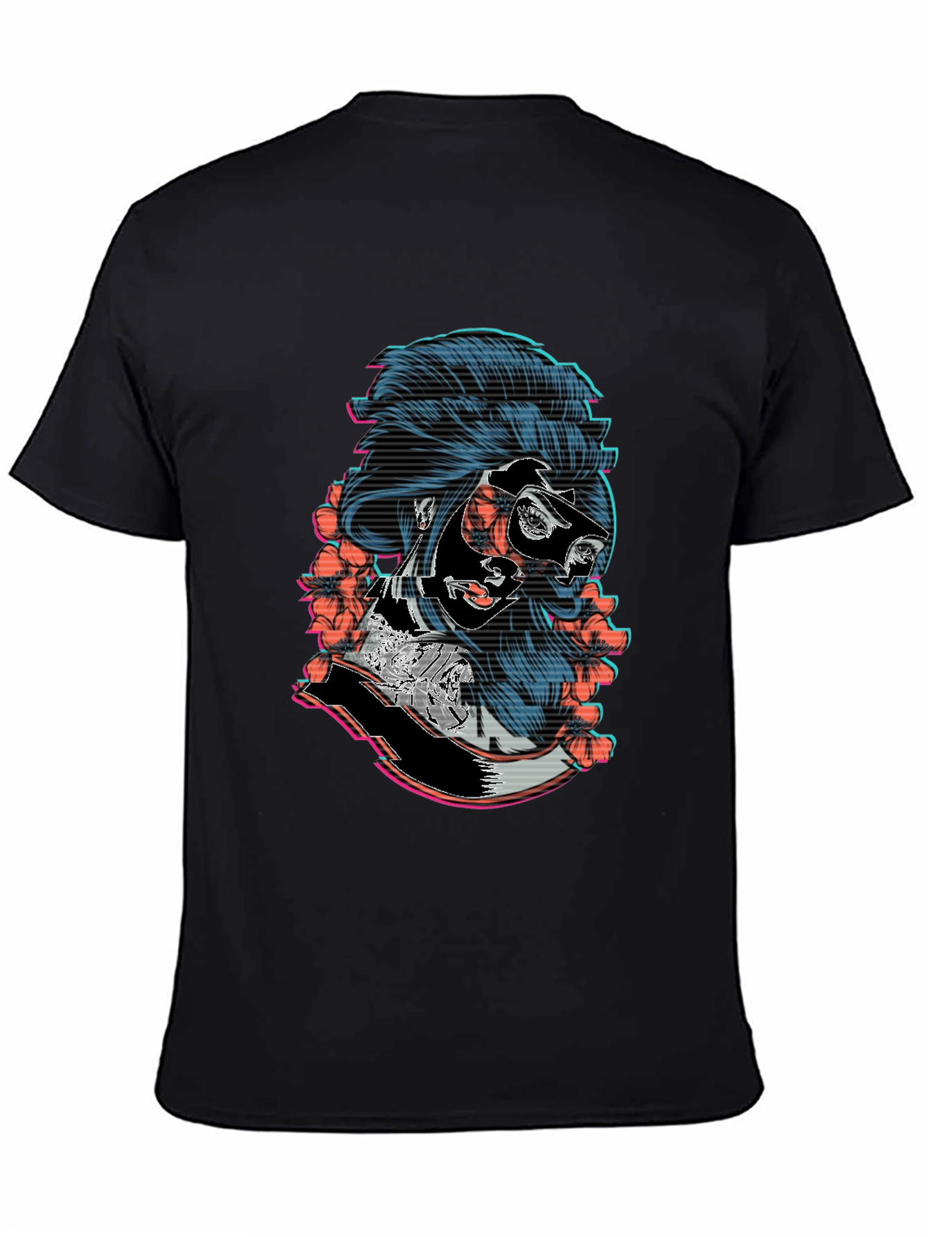 Cyberpunk Geisha Graphic Tee - Stylish Black T-Shirt