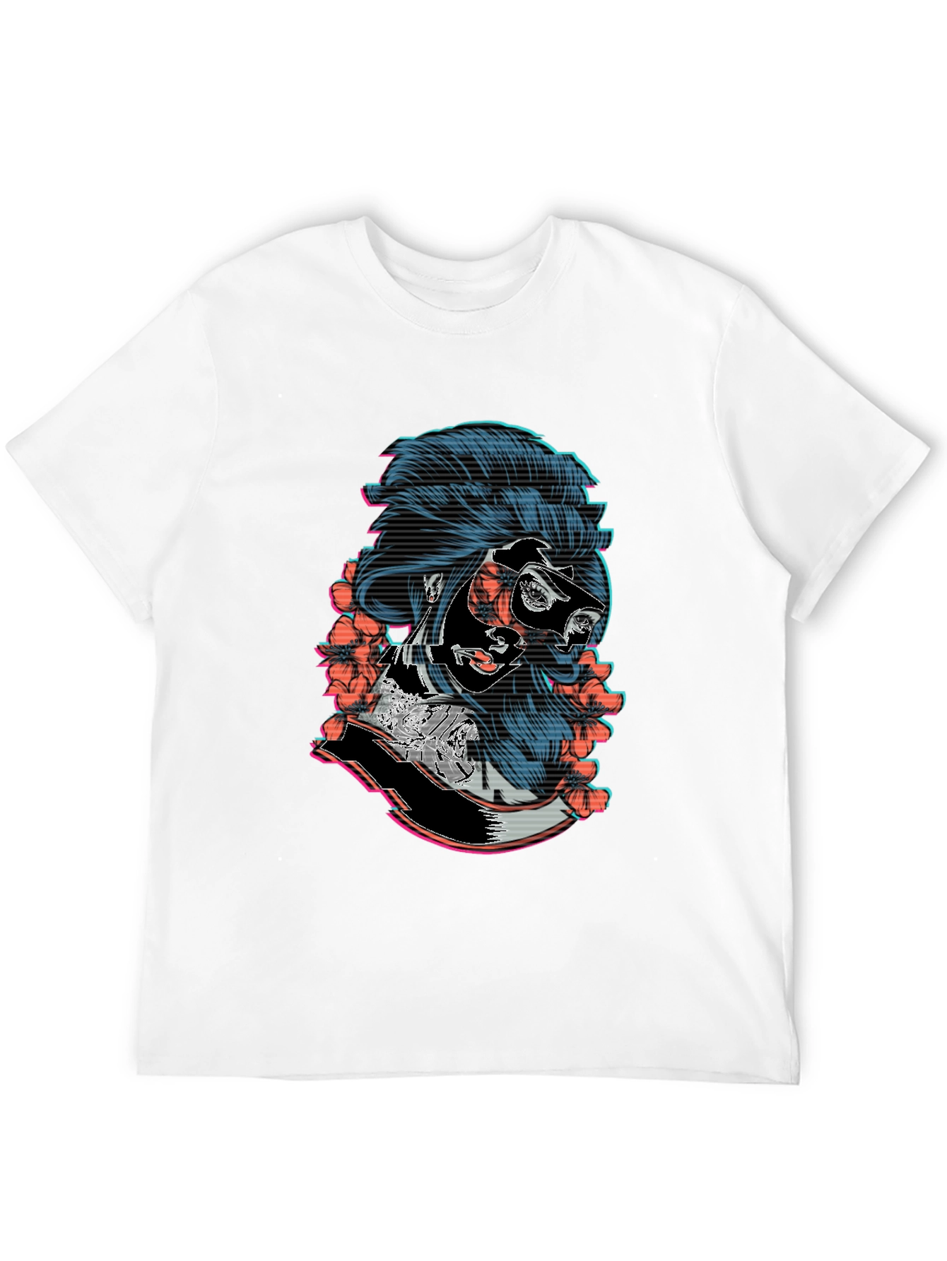 Cyberpunk Geisha Graphic Tee - Stylish Black T-Shirt