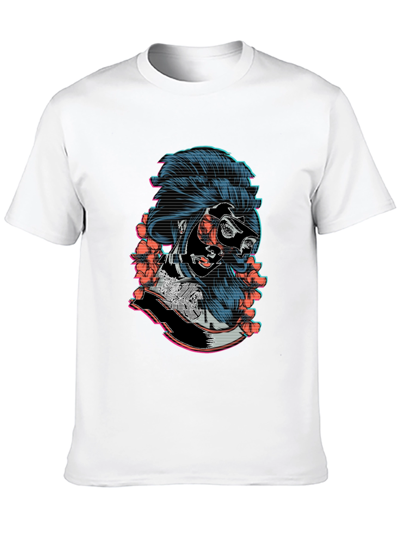 Cyberpunk Geisha Graphic Tee - Stylish Black T-Shirt