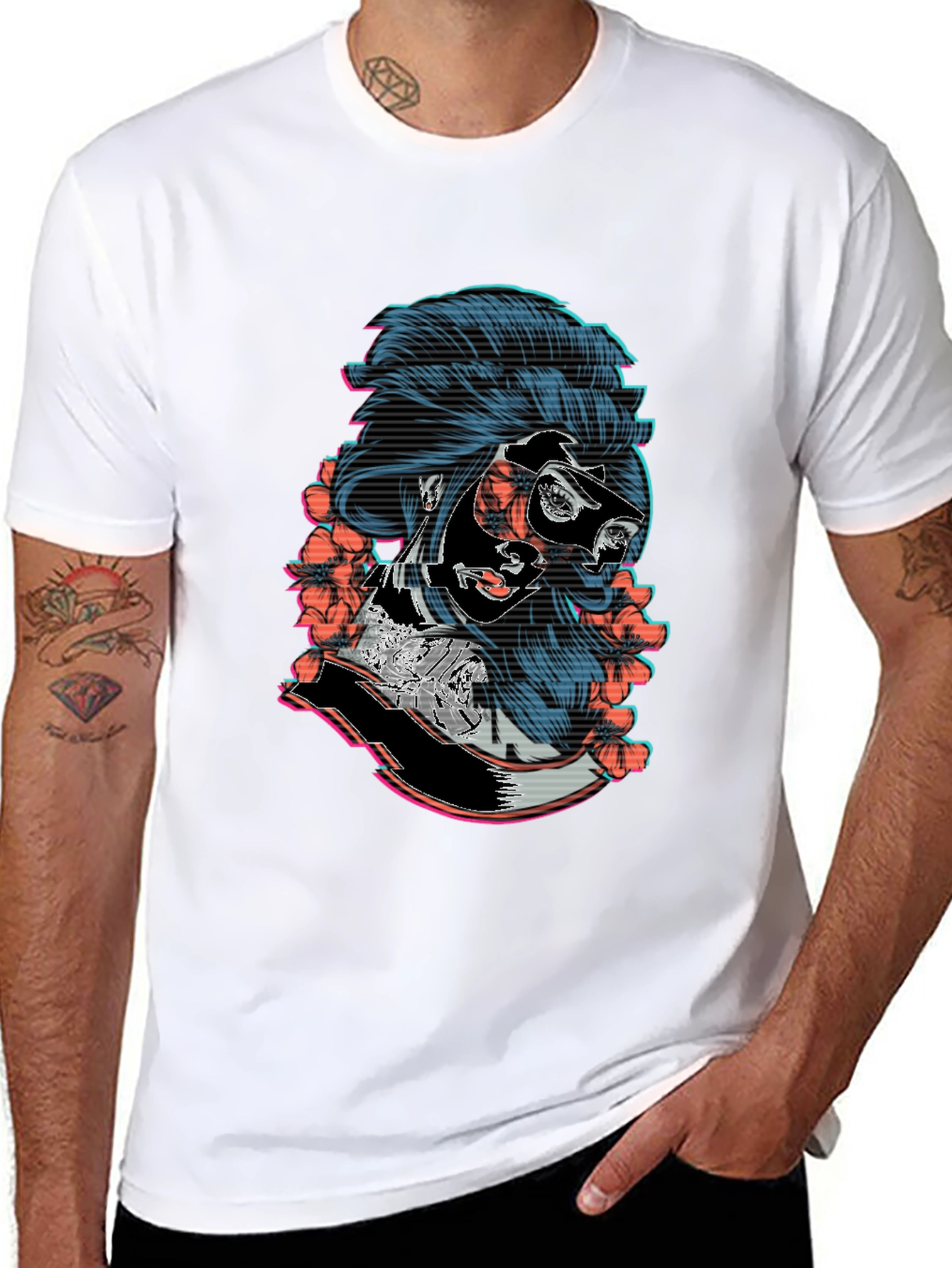 Cyberpunk Geisha Graphic Tee - Stylish Black T-Shirt
