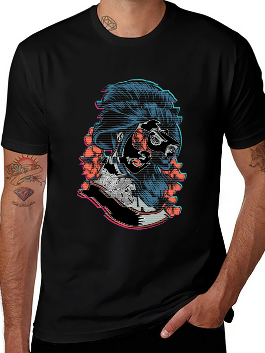 Cyberpunk Geisha Graphic Tee - Stylish Black T-Shirt