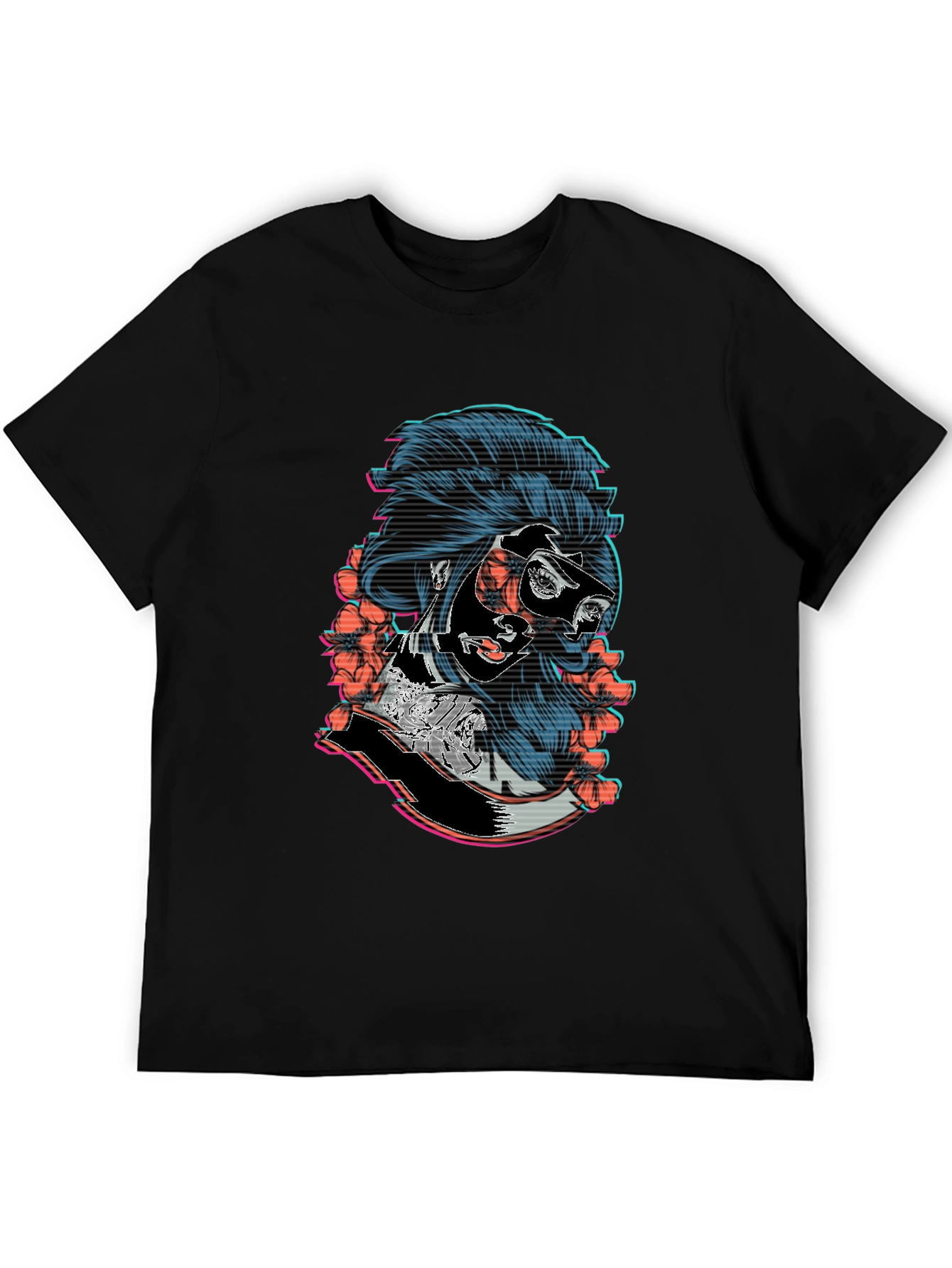 Cyberpunk Geisha Graphic Tee - Stylish Black T-Shirt