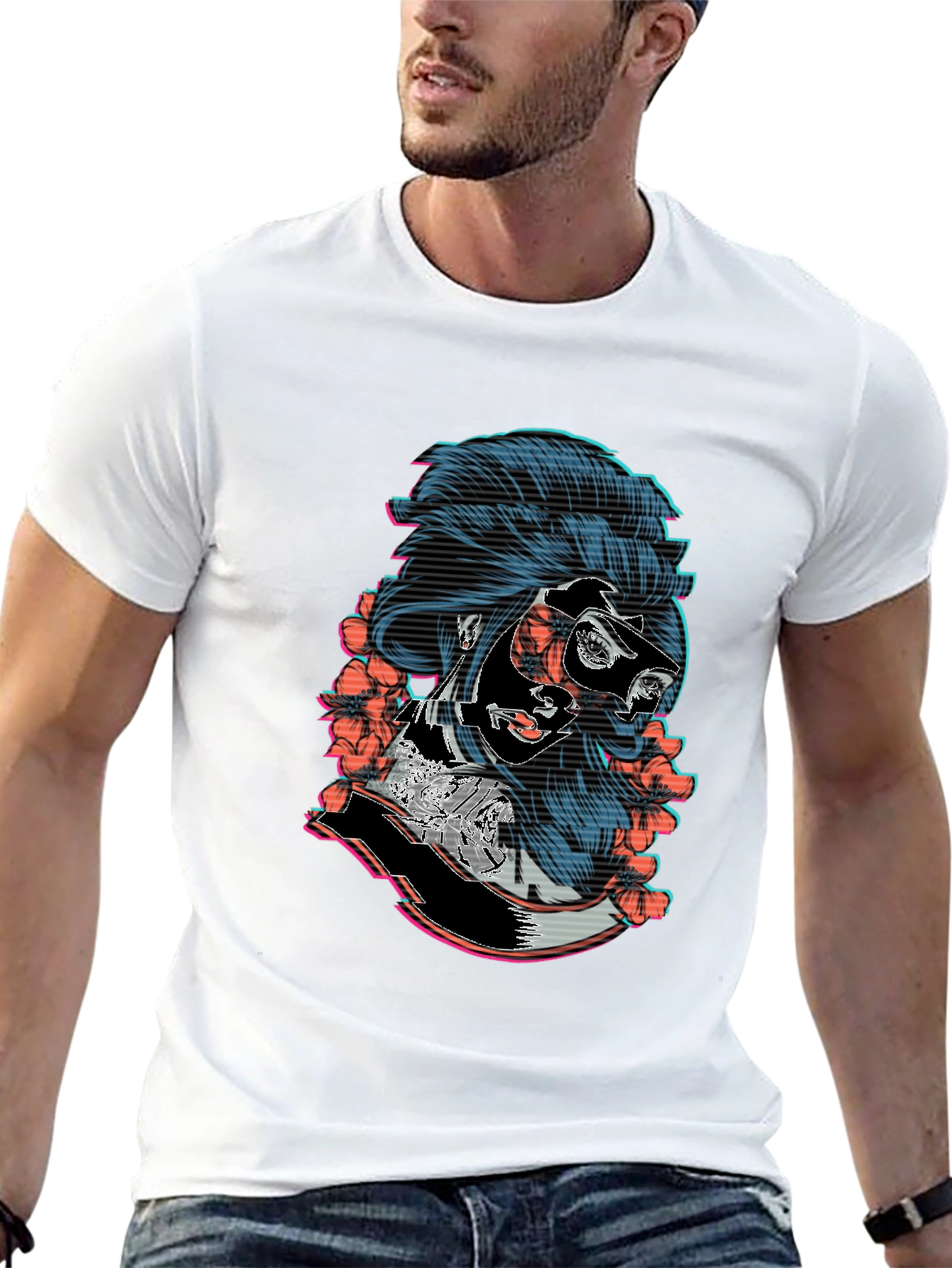 Cyberpunk Geisha Graphic Tee - Stylish Black T-Shirt