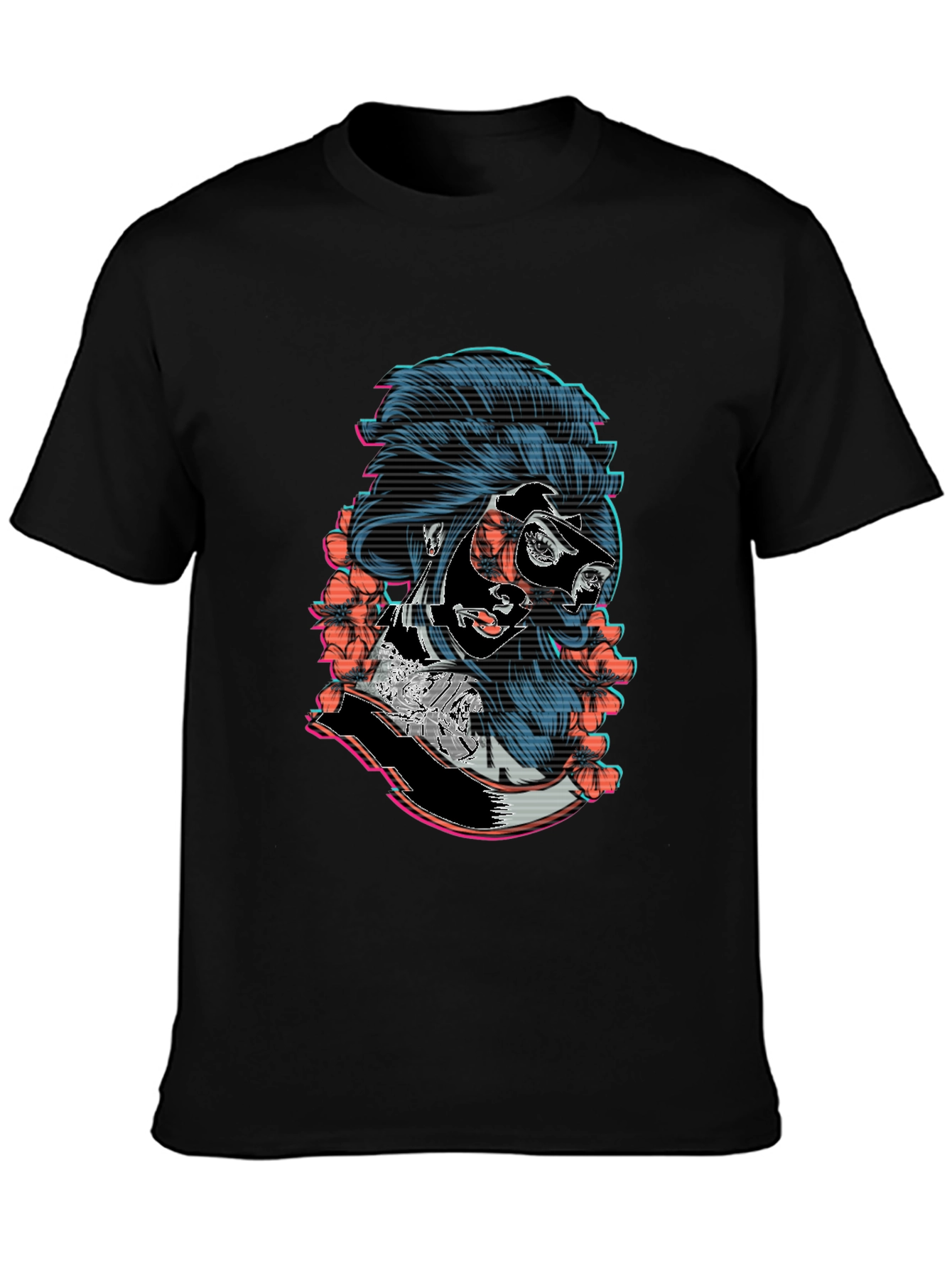 Cyberpunk Geisha Graphic Tee - Stylish Black T-Shirt