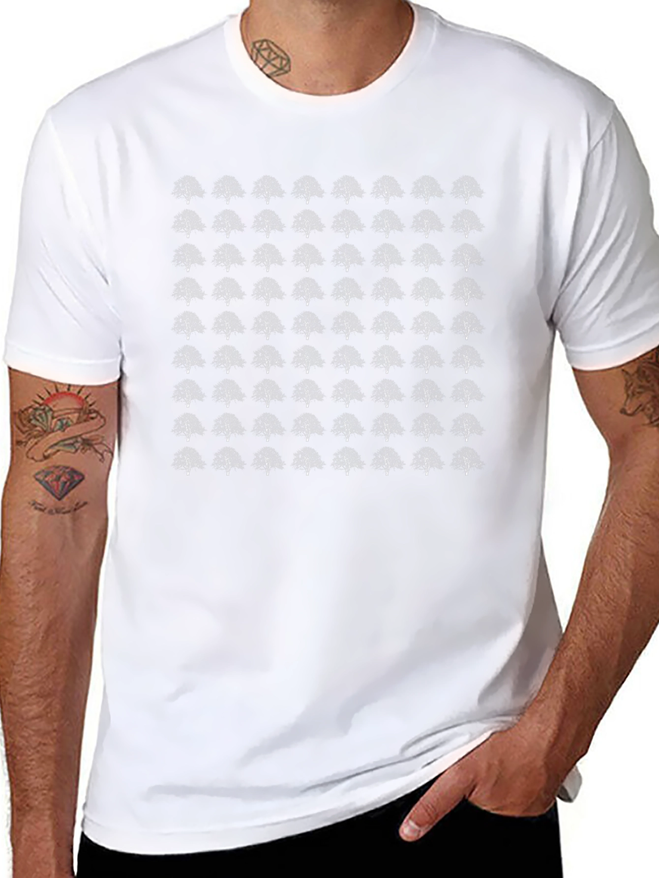 Tree Pattern Black T-Shirt