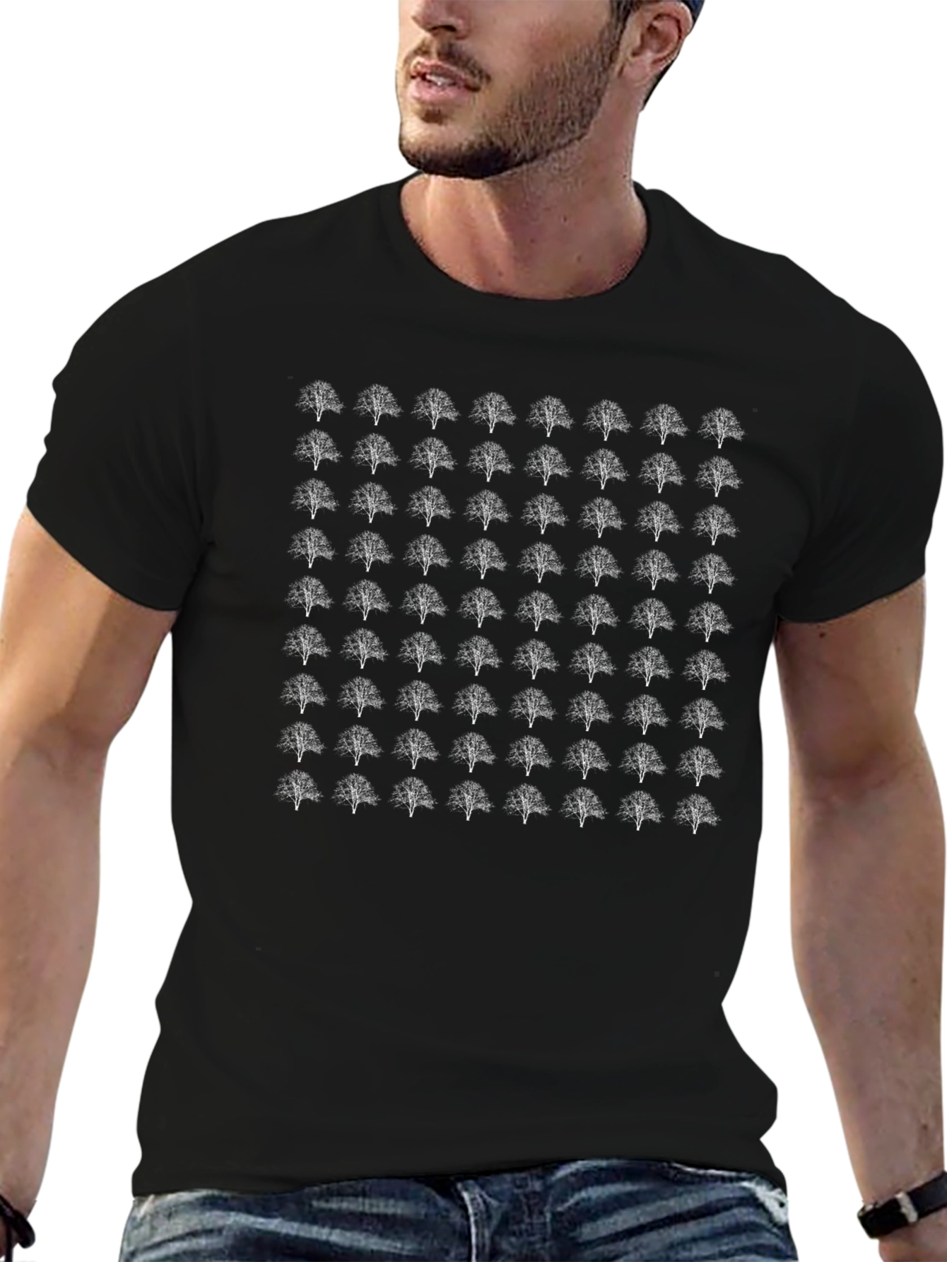 Tree Pattern Black T-Shirt