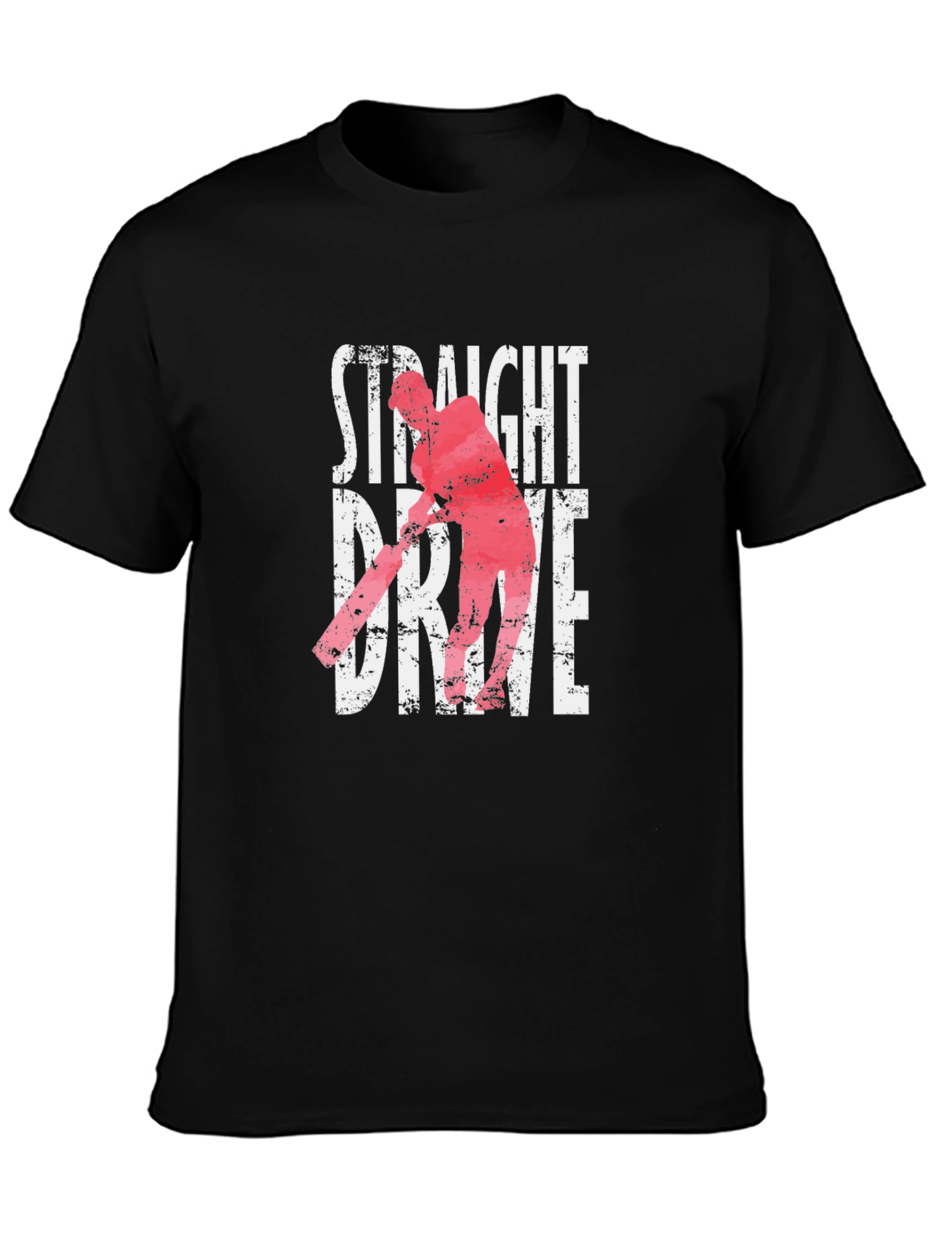 Straight Drive Cricket Player Graphic Tee - Black