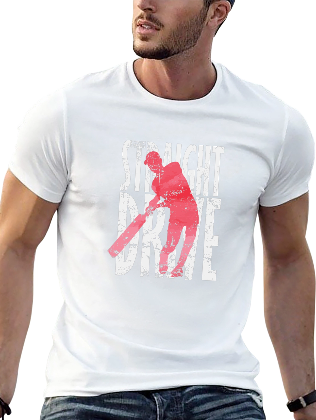 Straight Drive Cricket Player Graphic Tee - Black