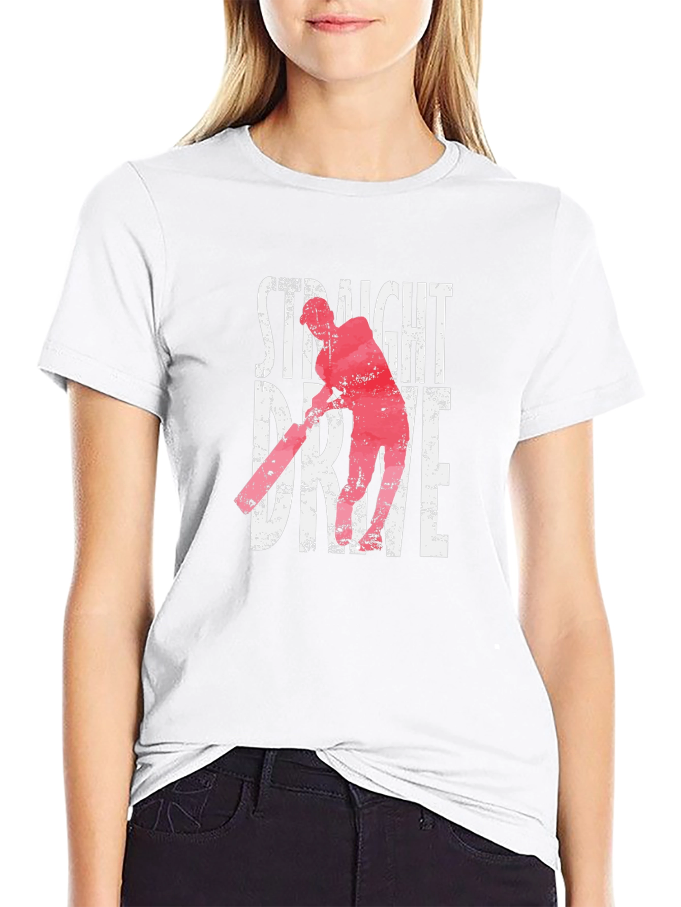 Straight Drive Cricket Player Graphic Tee - Black