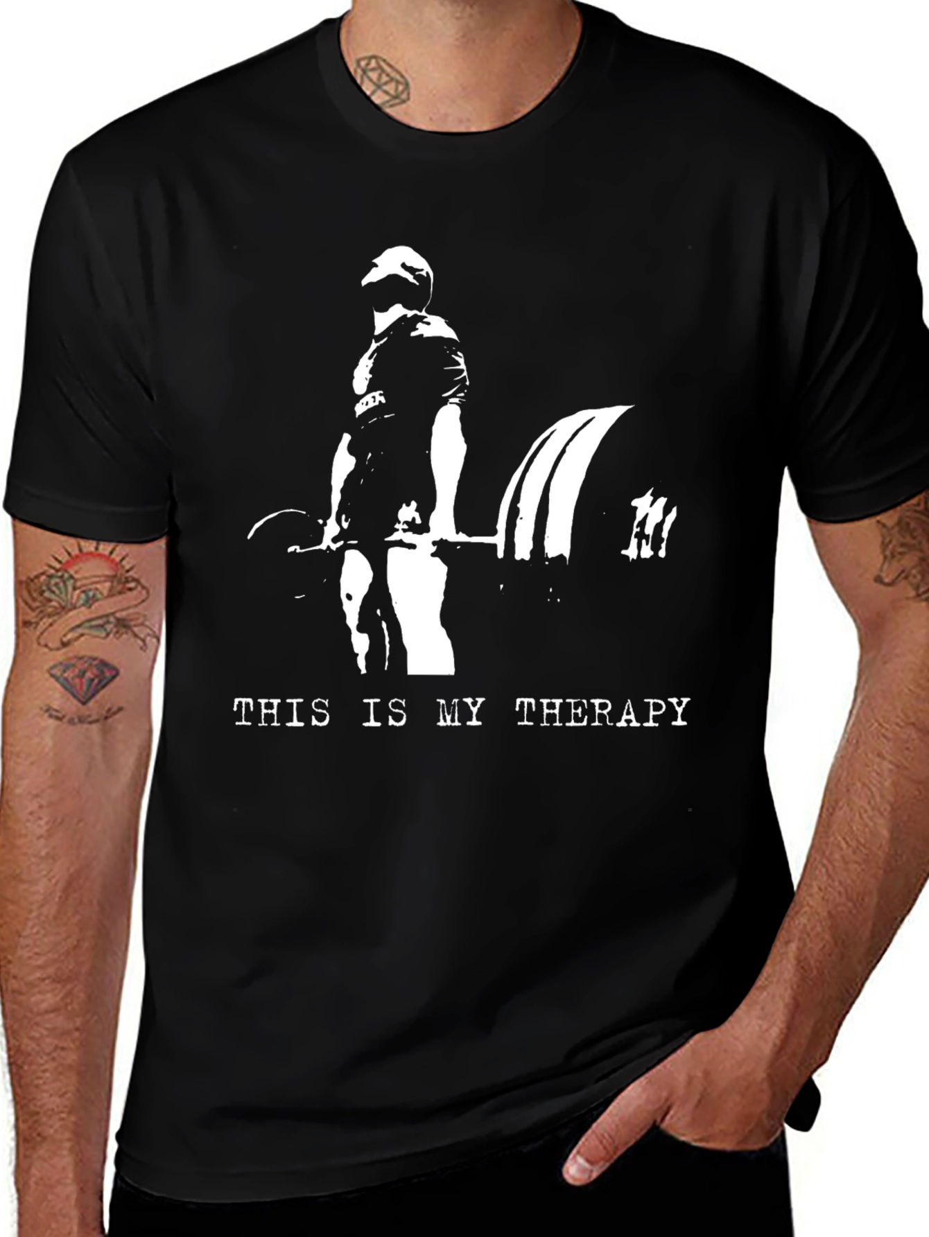 Weightlifting Therapy T-Shirt - Black Gym Tee