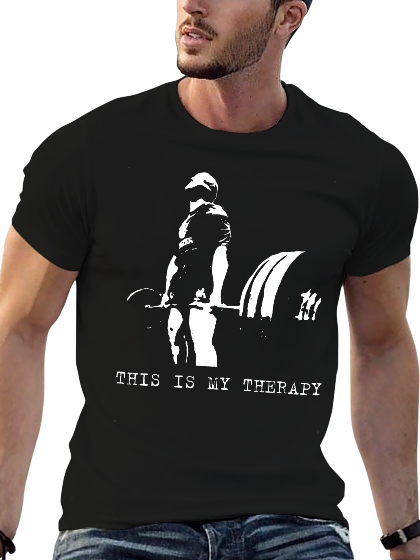 Weightlifting Therapy T-Shirt - Black Gym Tee