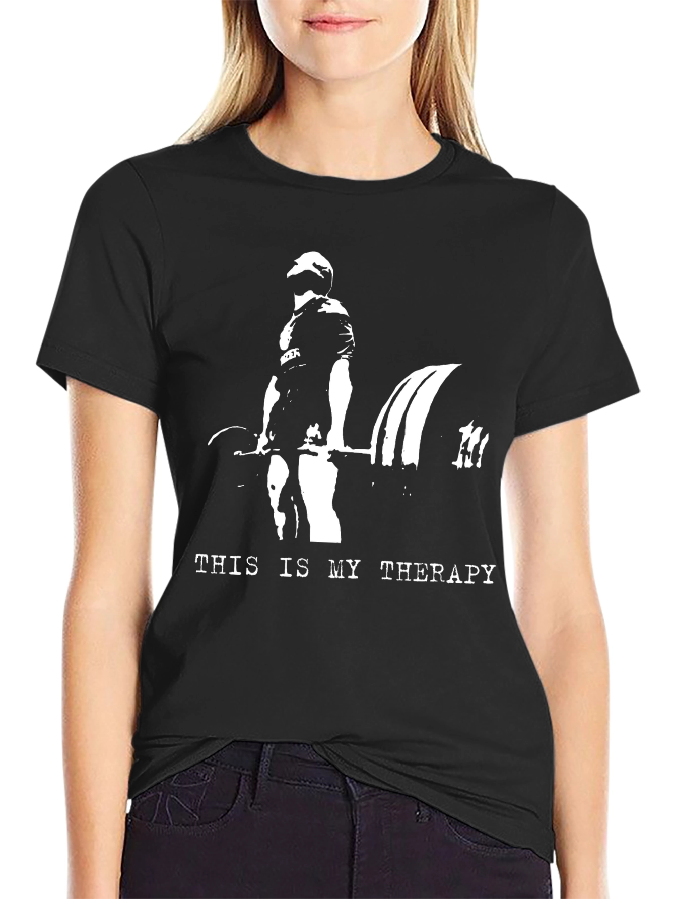 Weightlifting Therapy T-Shirt - Black Gym Tee