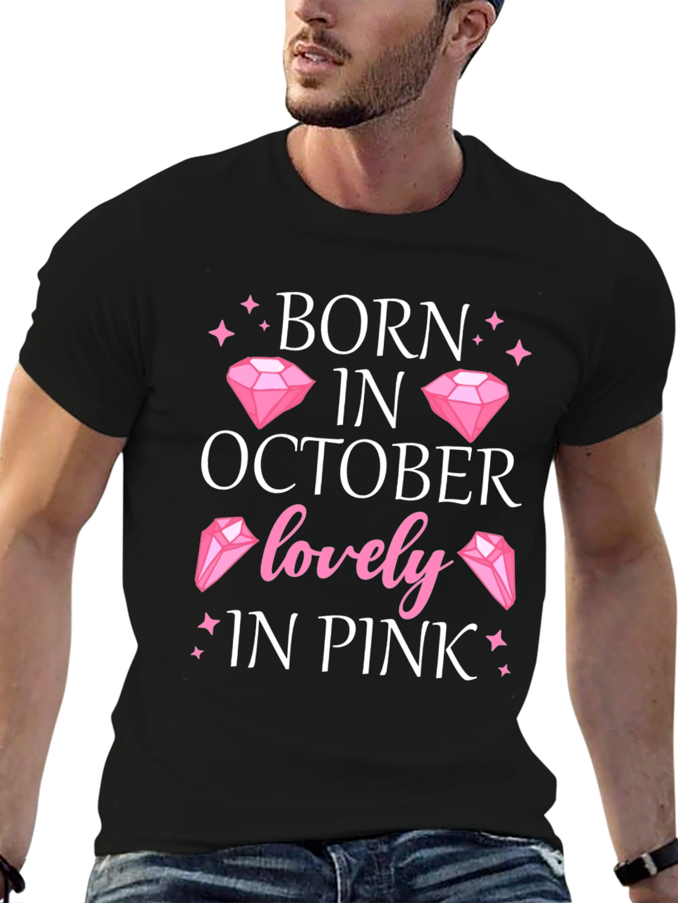 Born in October Lovely in Pink T-Shirt