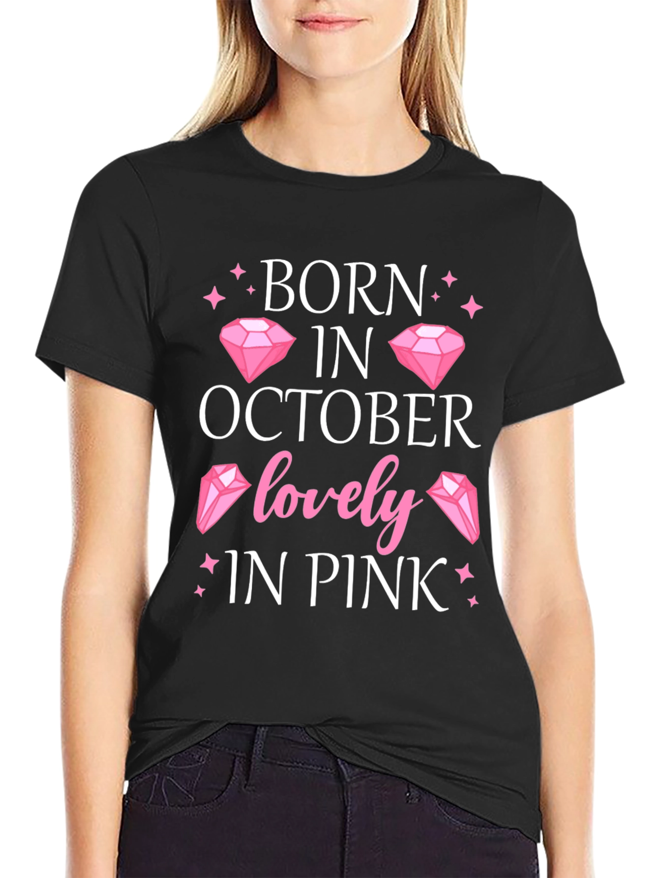 Born in October Lovely in Pink T-Shirt