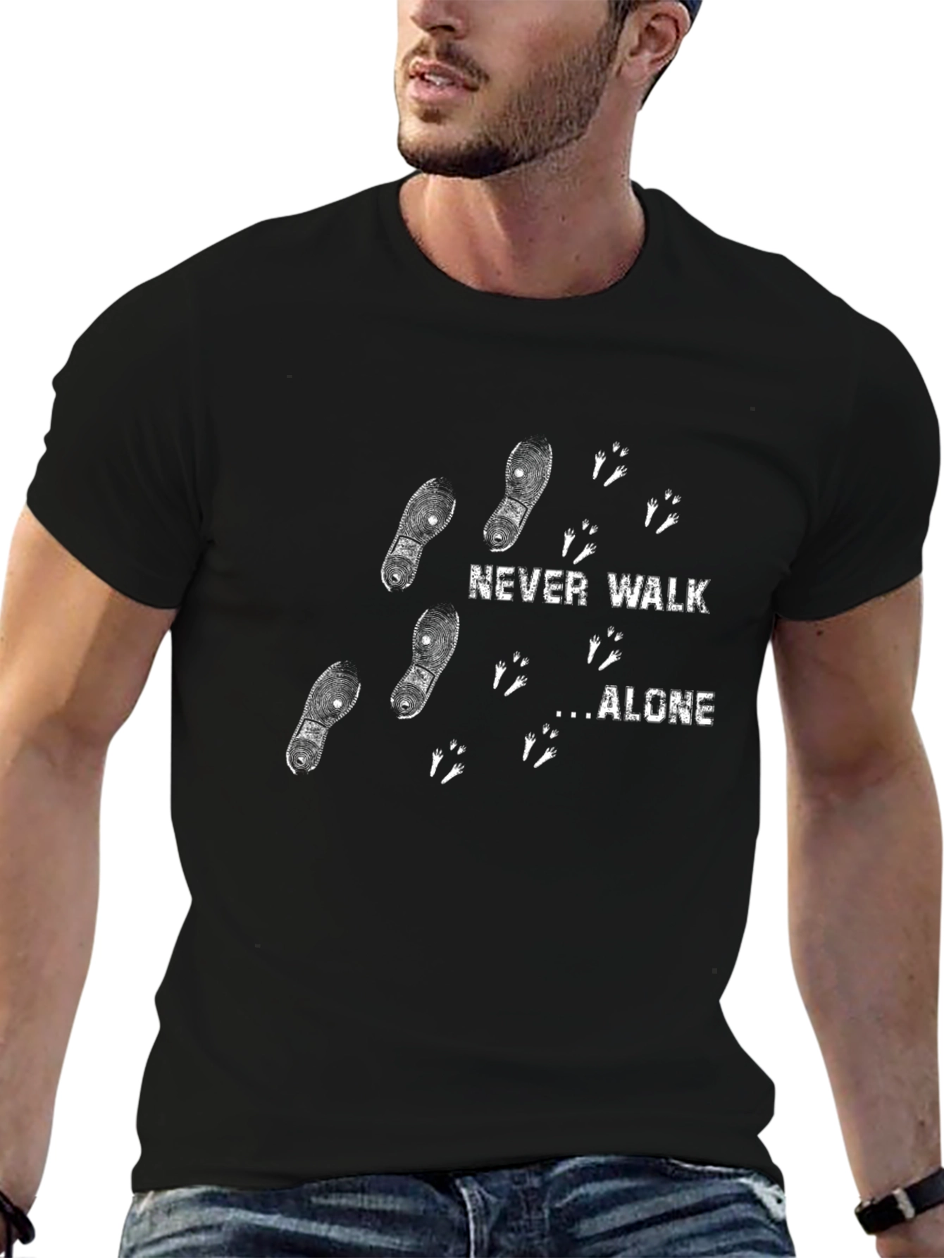 Never Walk Alone Graphic Black T-Shirt