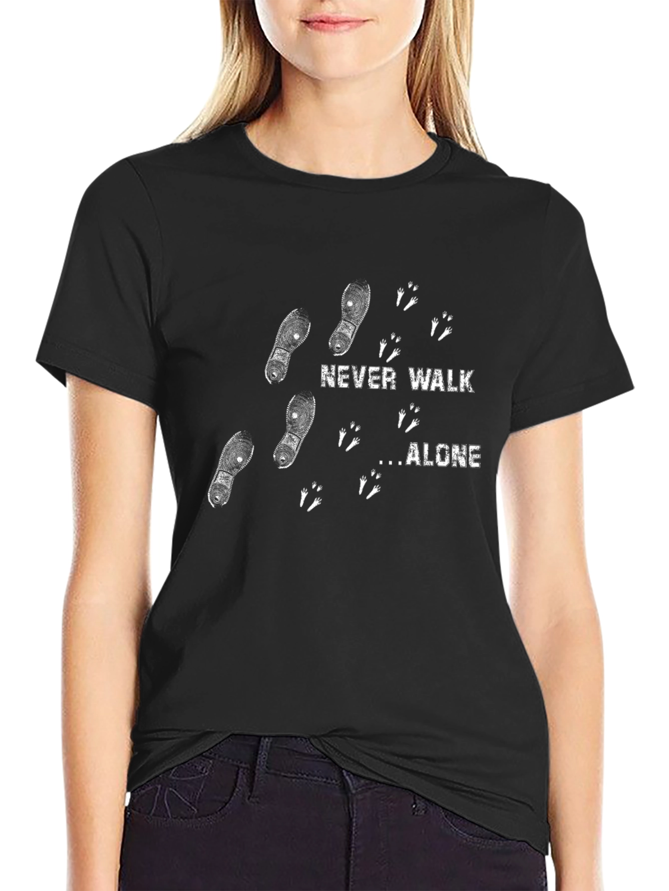 Never Walk Alone Graphic Black T-Shirt