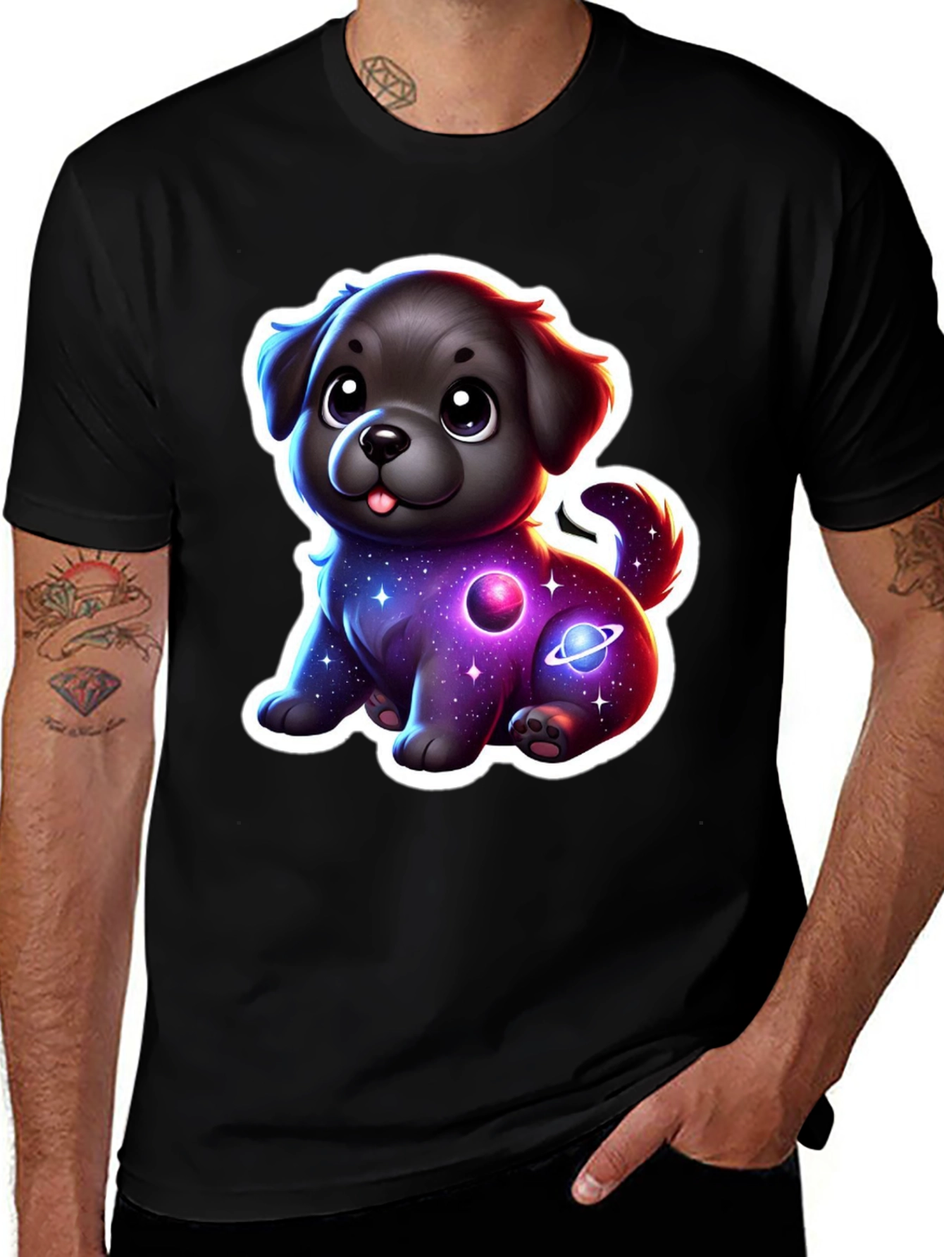 Cute Space Dog T-Shirt - Galaxy Puppy Design