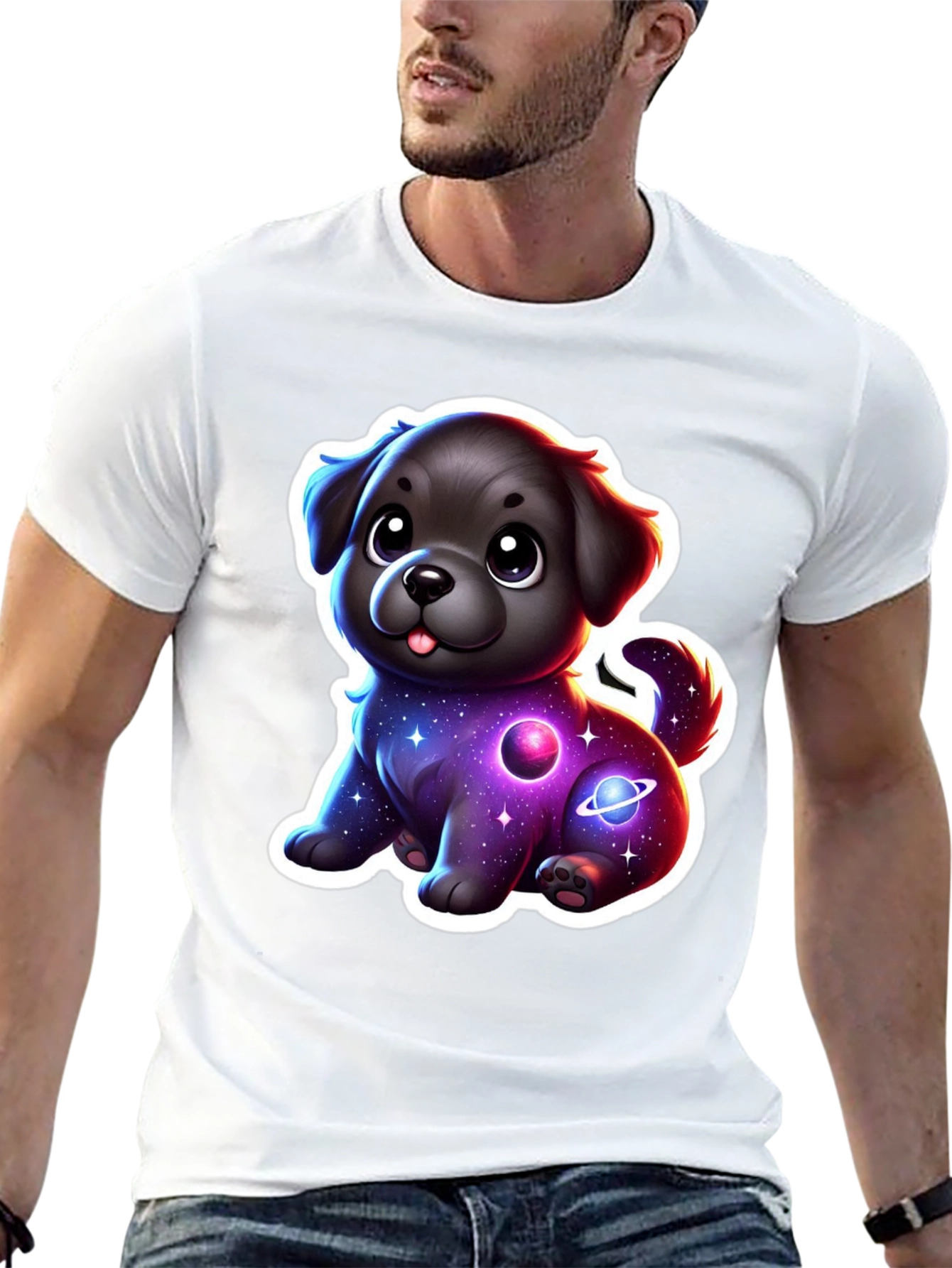 Cute Space Dog T-Shirt - Galaxy Puppy Design