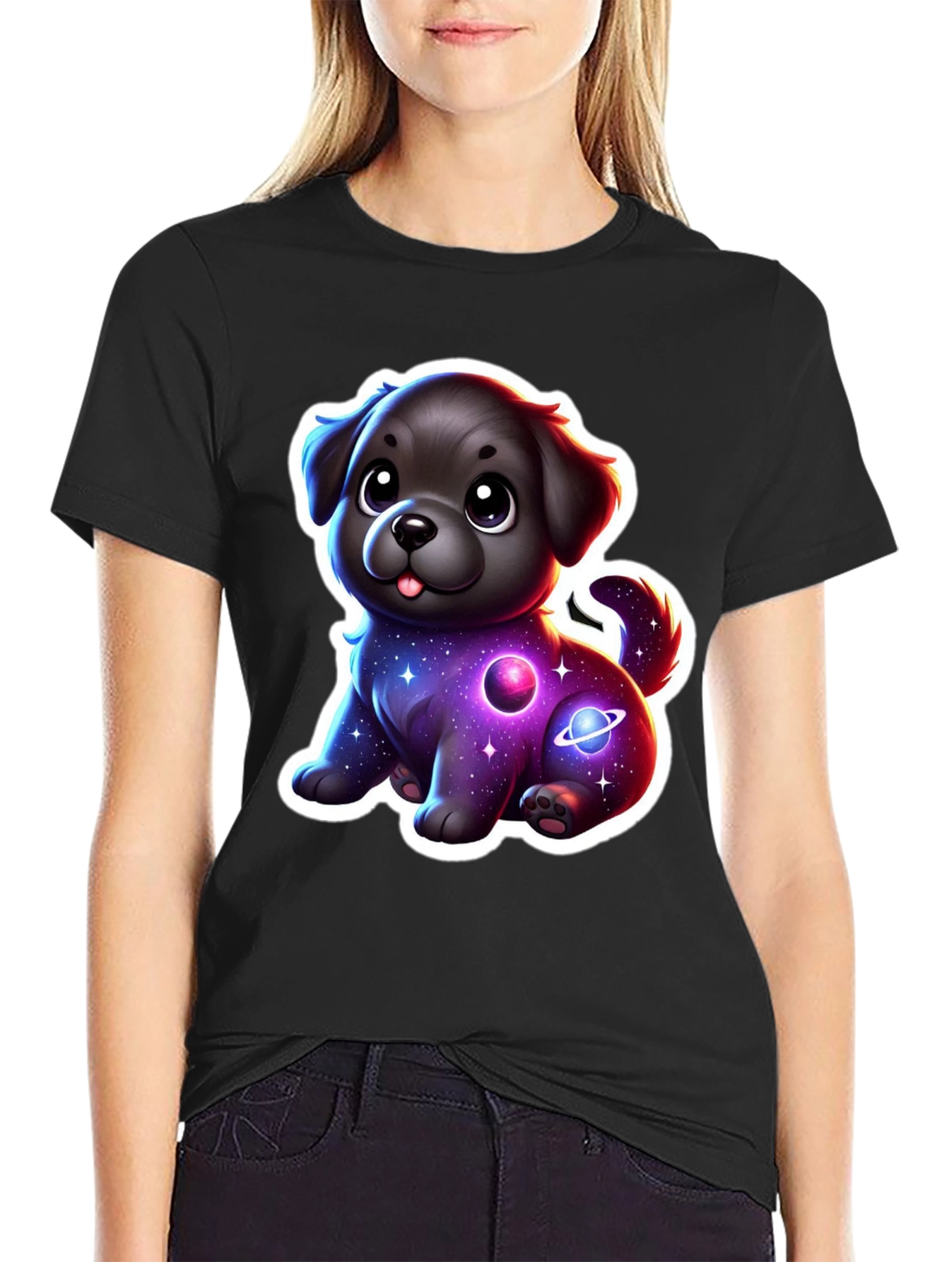 Cute Space Dog T-Shirt - Galaxy Puppy Design