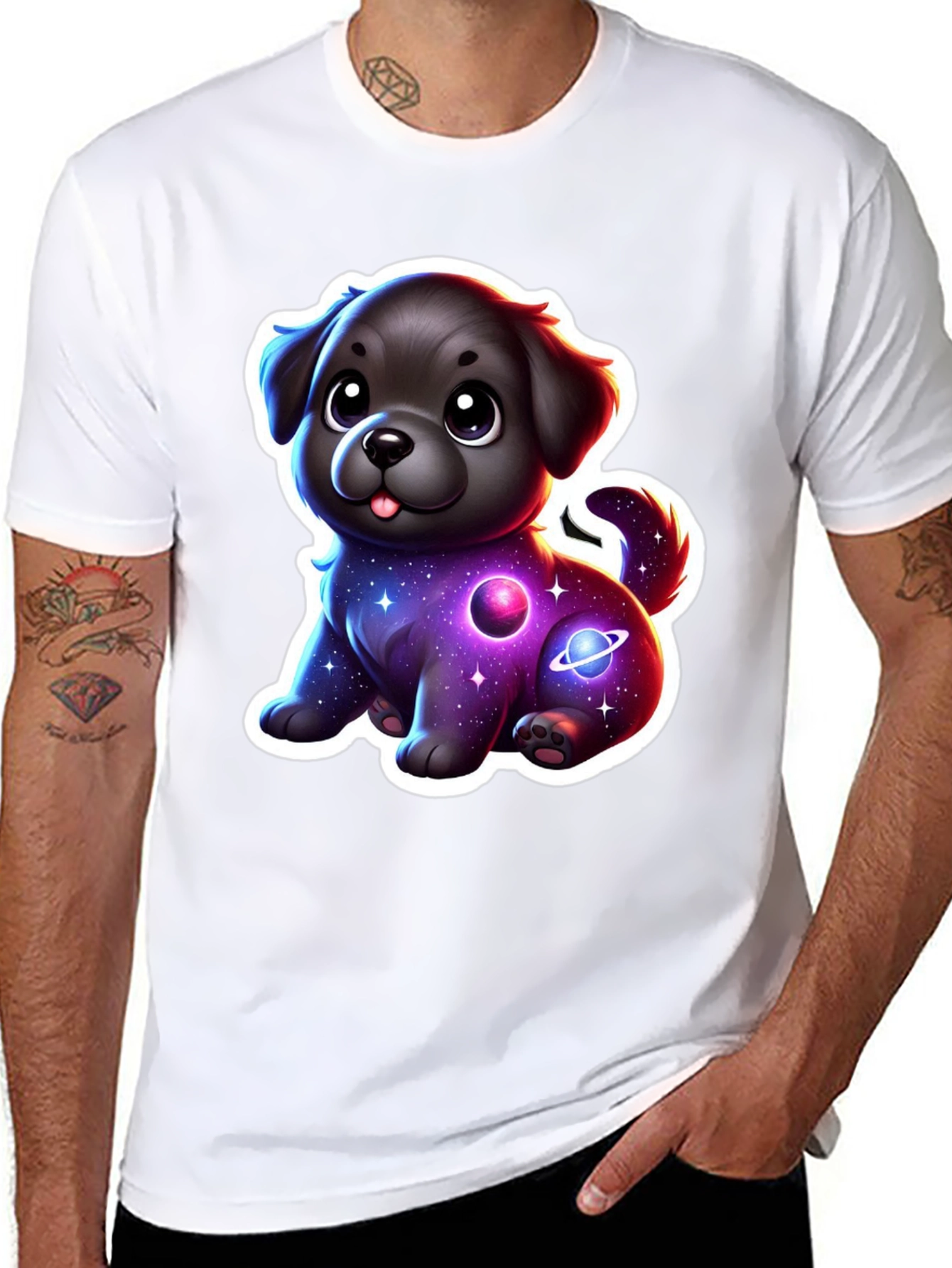 Cute Space Dog T-Shirt - Galaxy Puppy Design