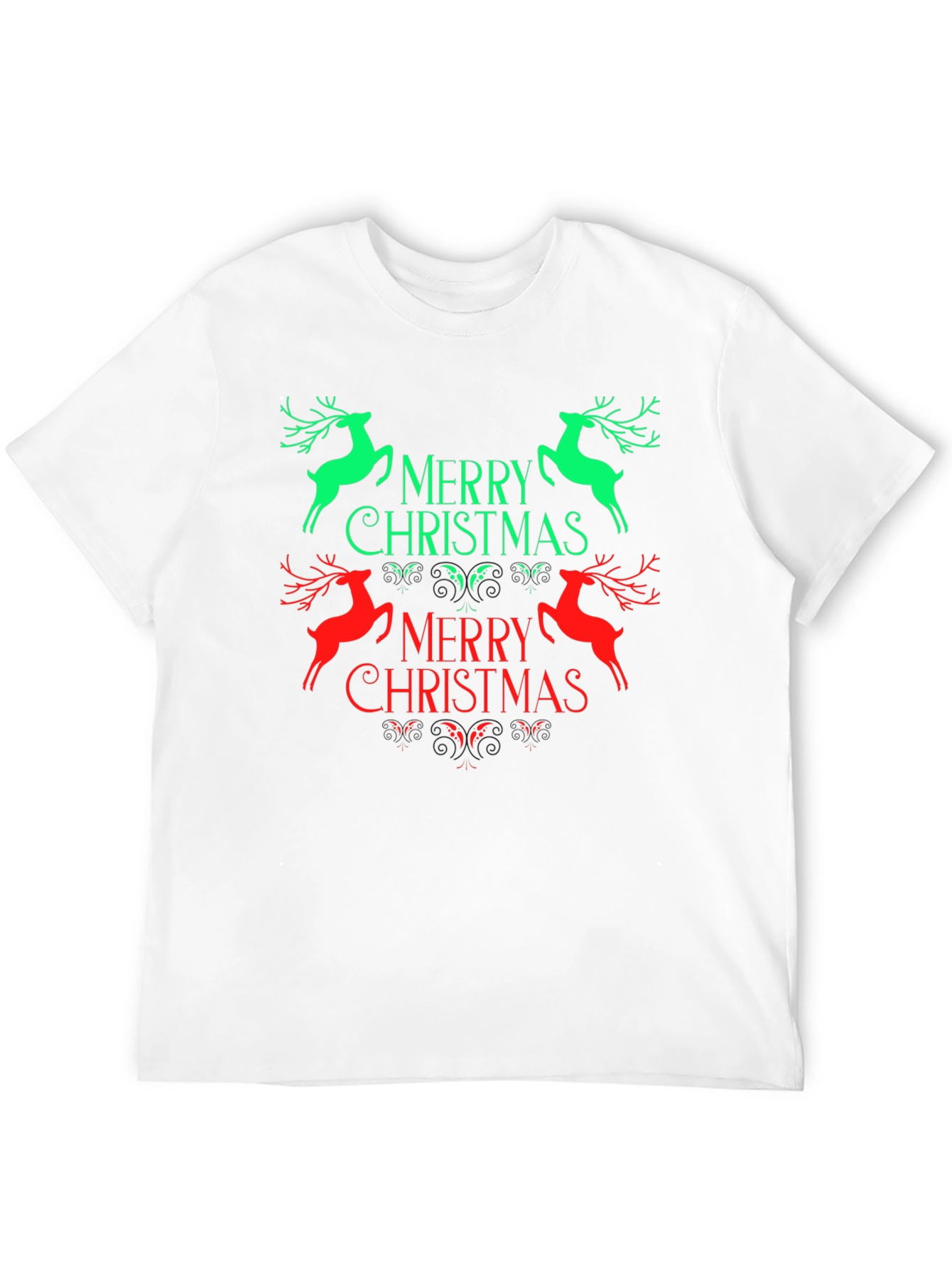 Festive Merry Christmas Reindeer Graphic Tee