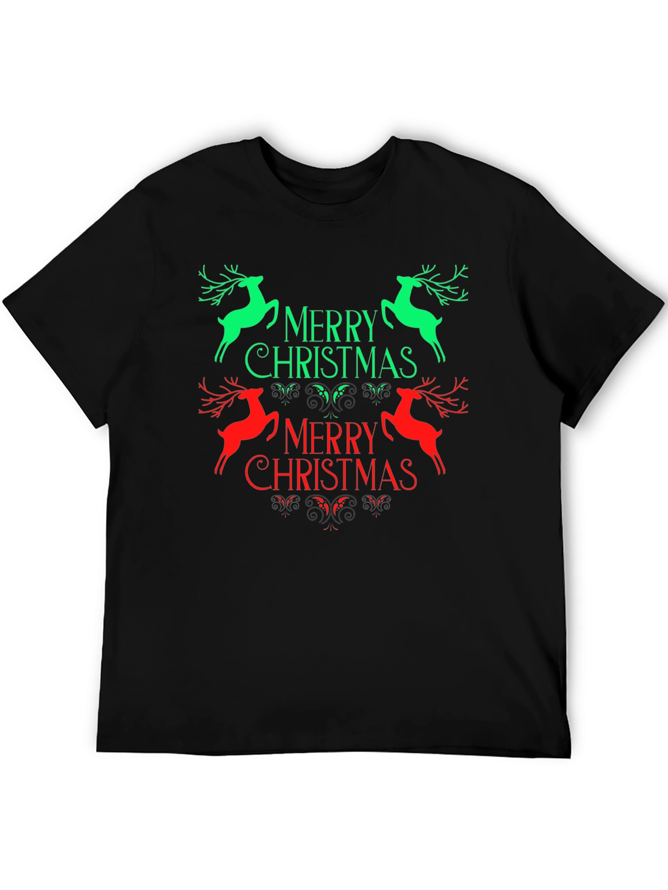 Festive Merry Christmas Reindeer Graphic Tee