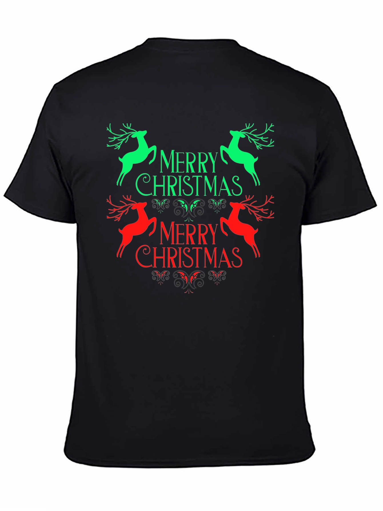 Festive Merry Christmas Reindeer Graphic Tee