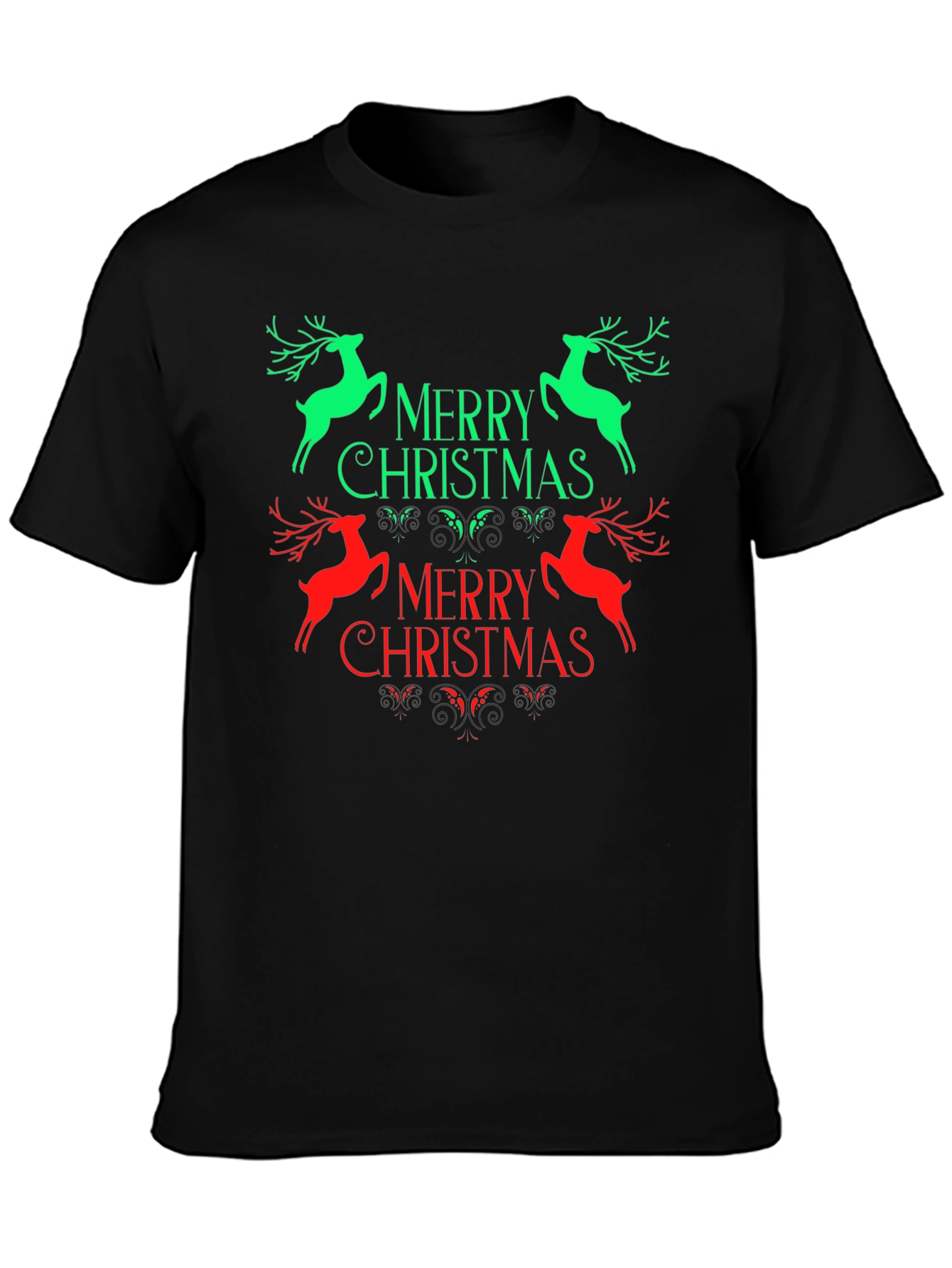 Festive Merry Christmas Reindeer Graphic Tee