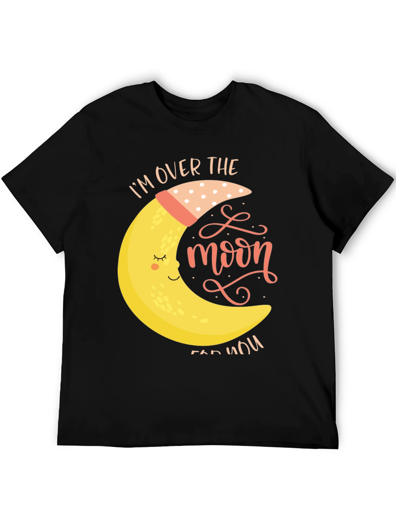 Over the Moon Graphic Tee - Black Cotton T-Shirt