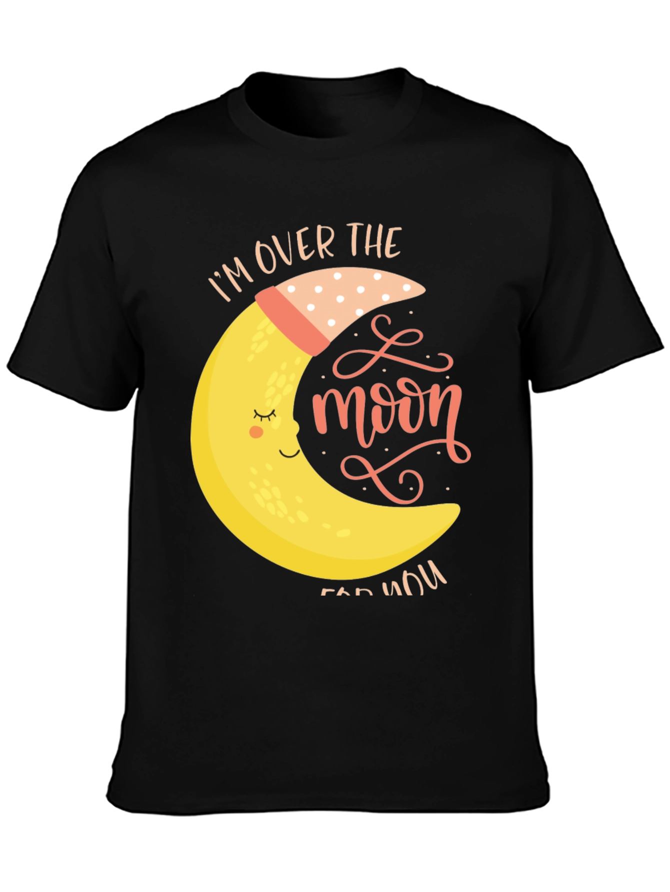Over the Moon Graphic Tee - Black Cotton T-Shirt