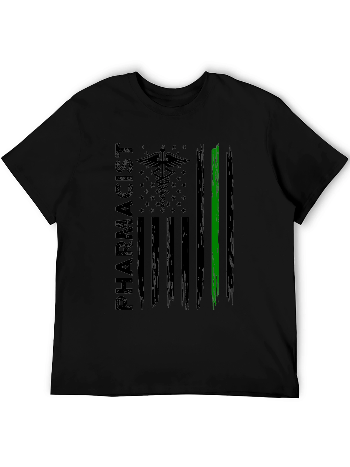 Pharmacist American Flag T-Shirt - Green Line