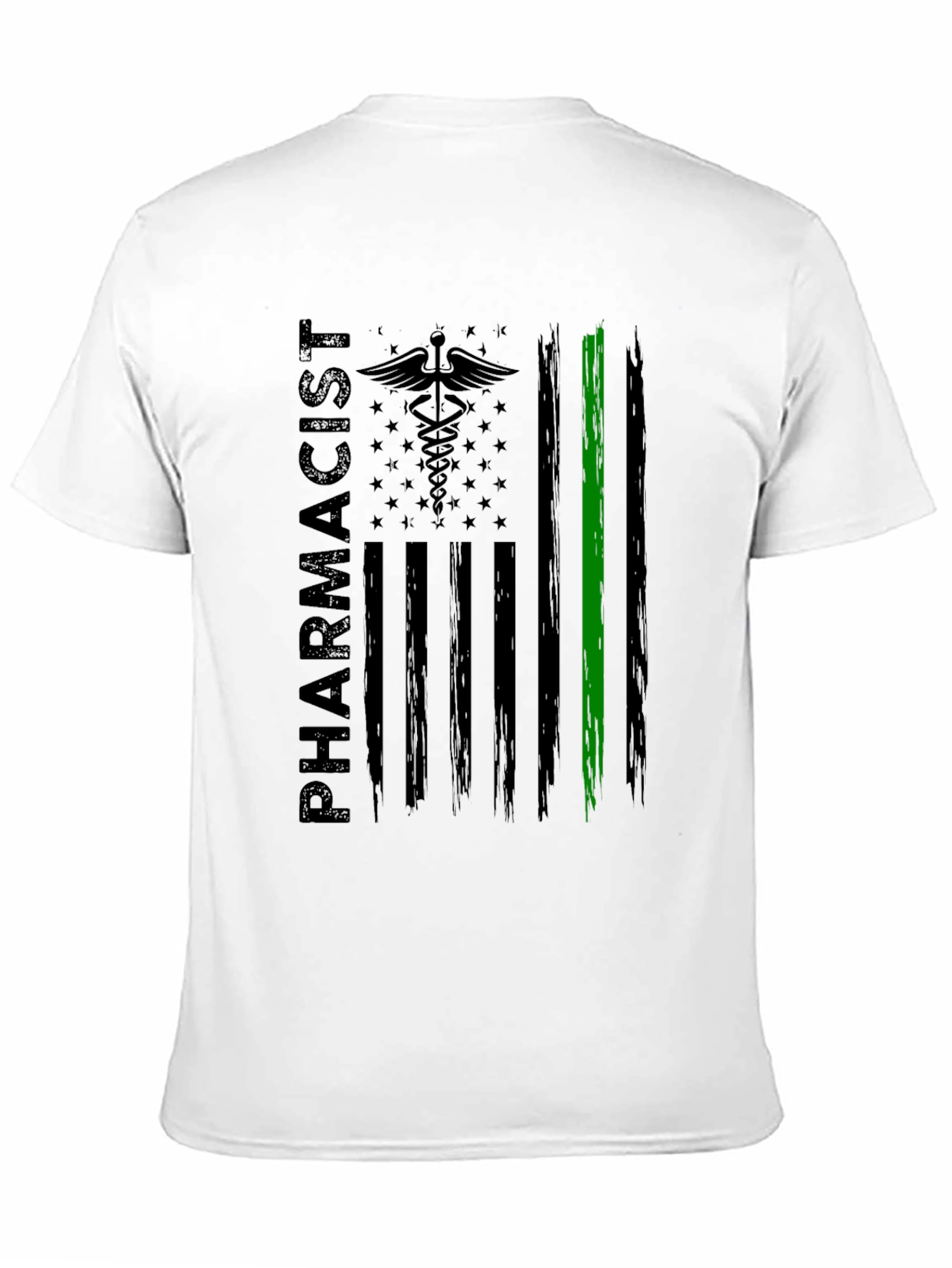 Pharmacist American Flag T-Shirt - Green Line