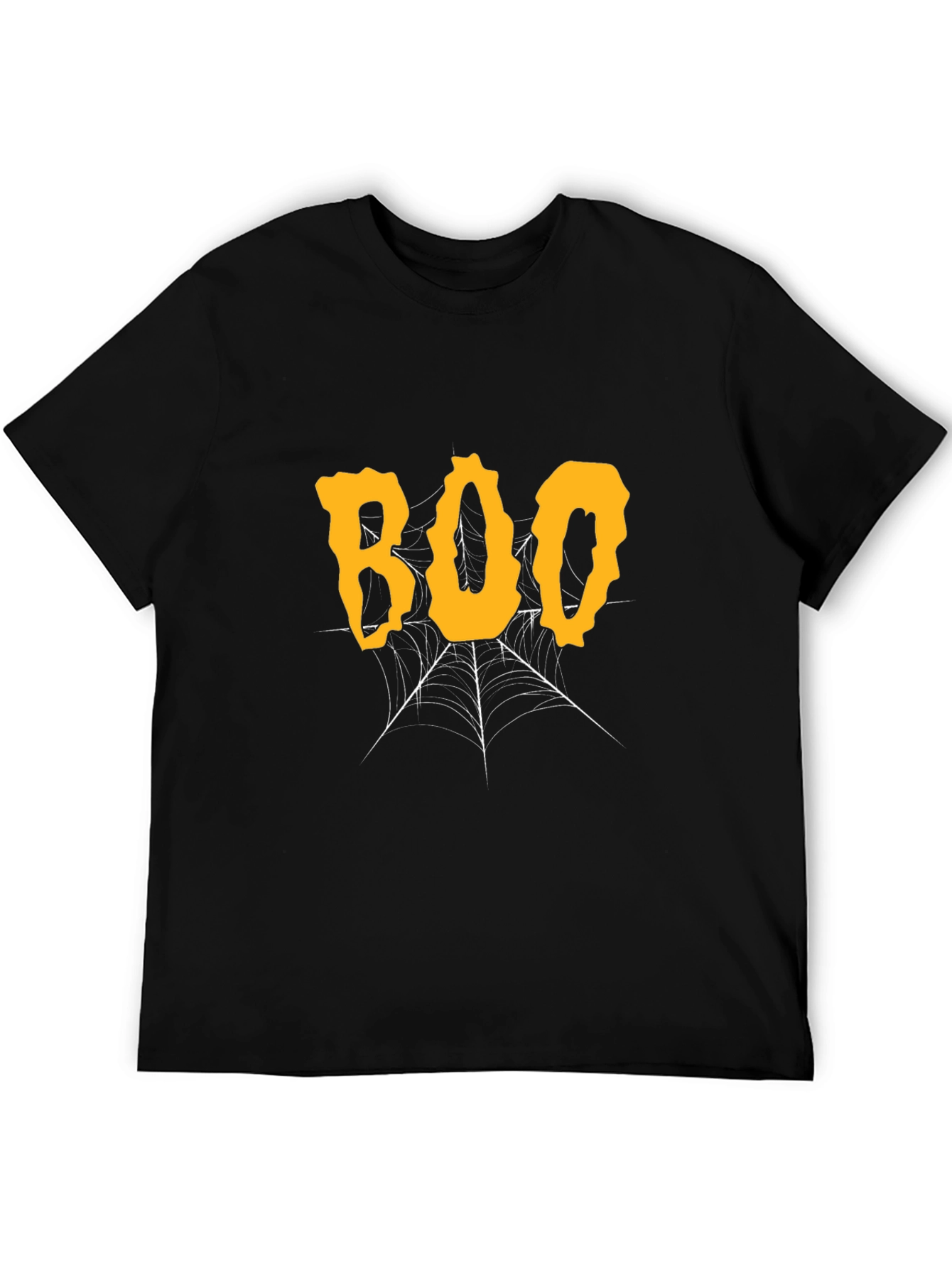 Halloween Boo Spiderweb Graphic Tee - Black