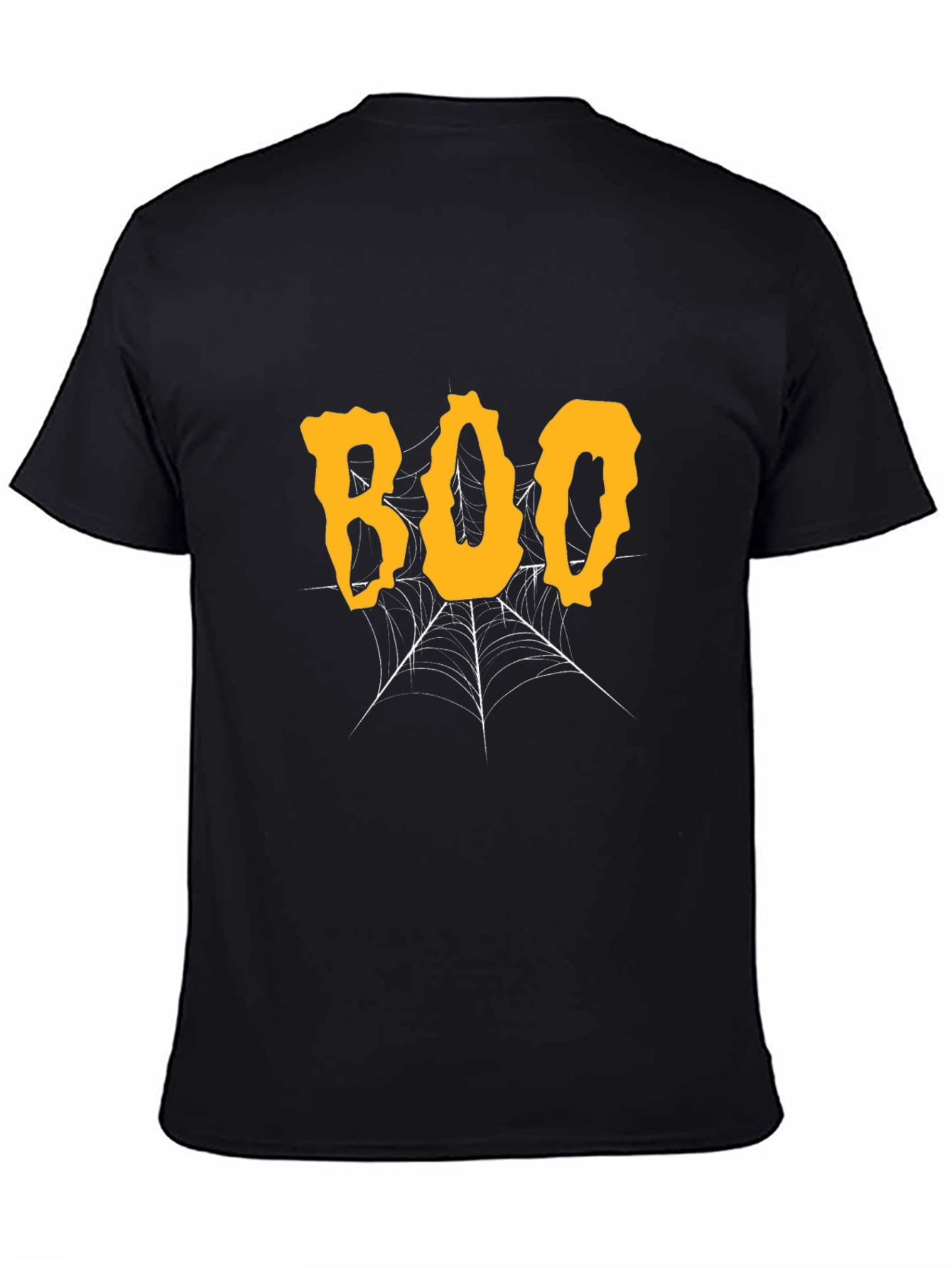 Halloween Boo Spiderweb Graphic Tee - Black