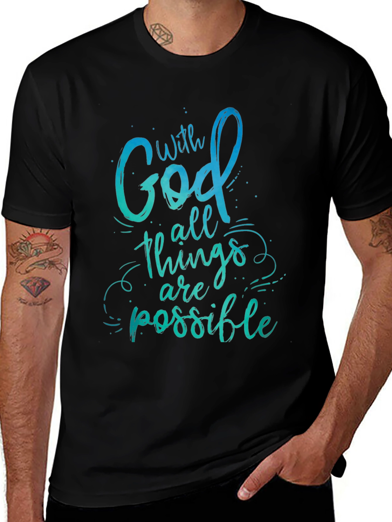 With God All Things Are Possible Black T-Shirt