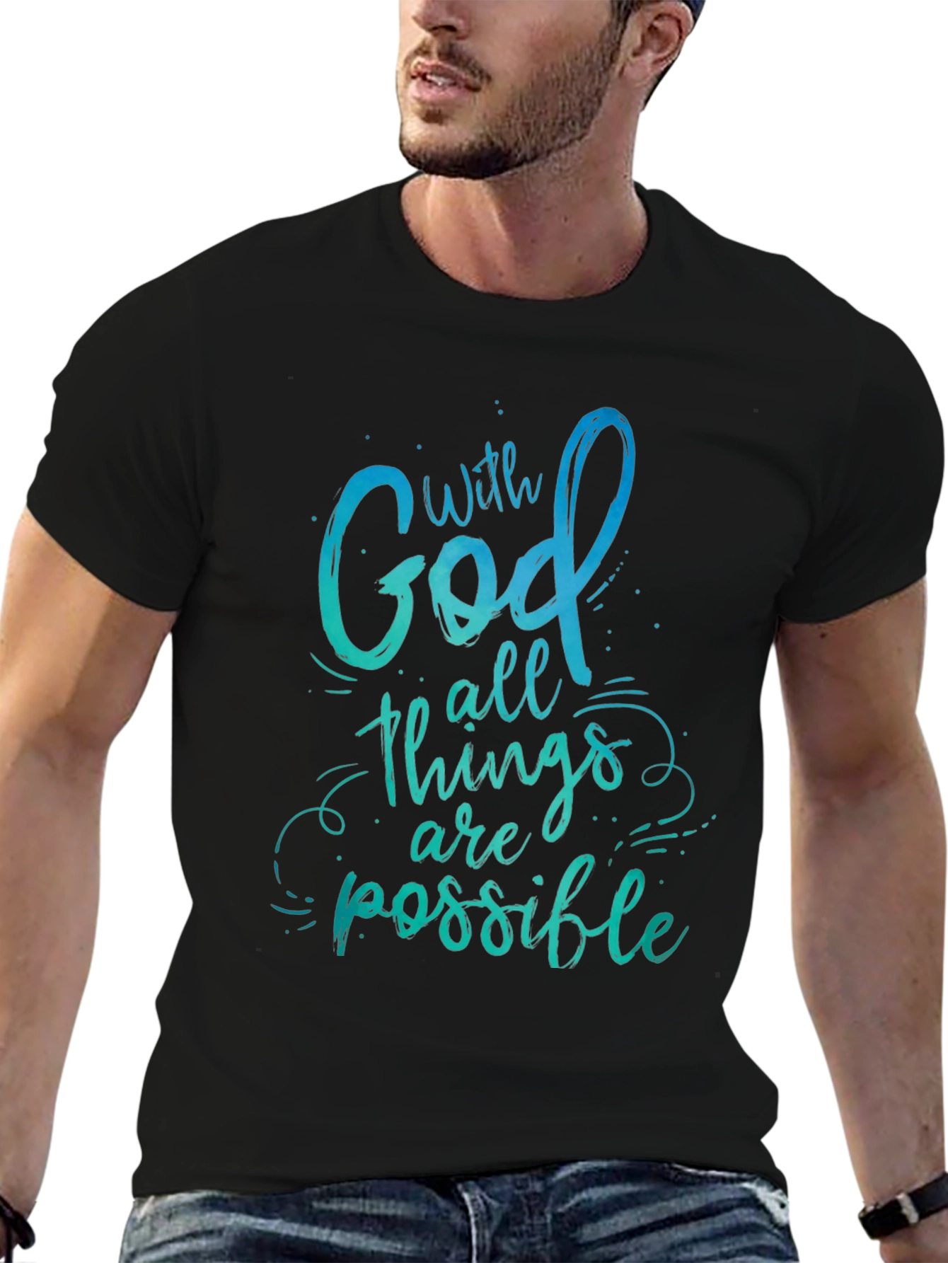 With God All Things Are Possible Black T-Shirt