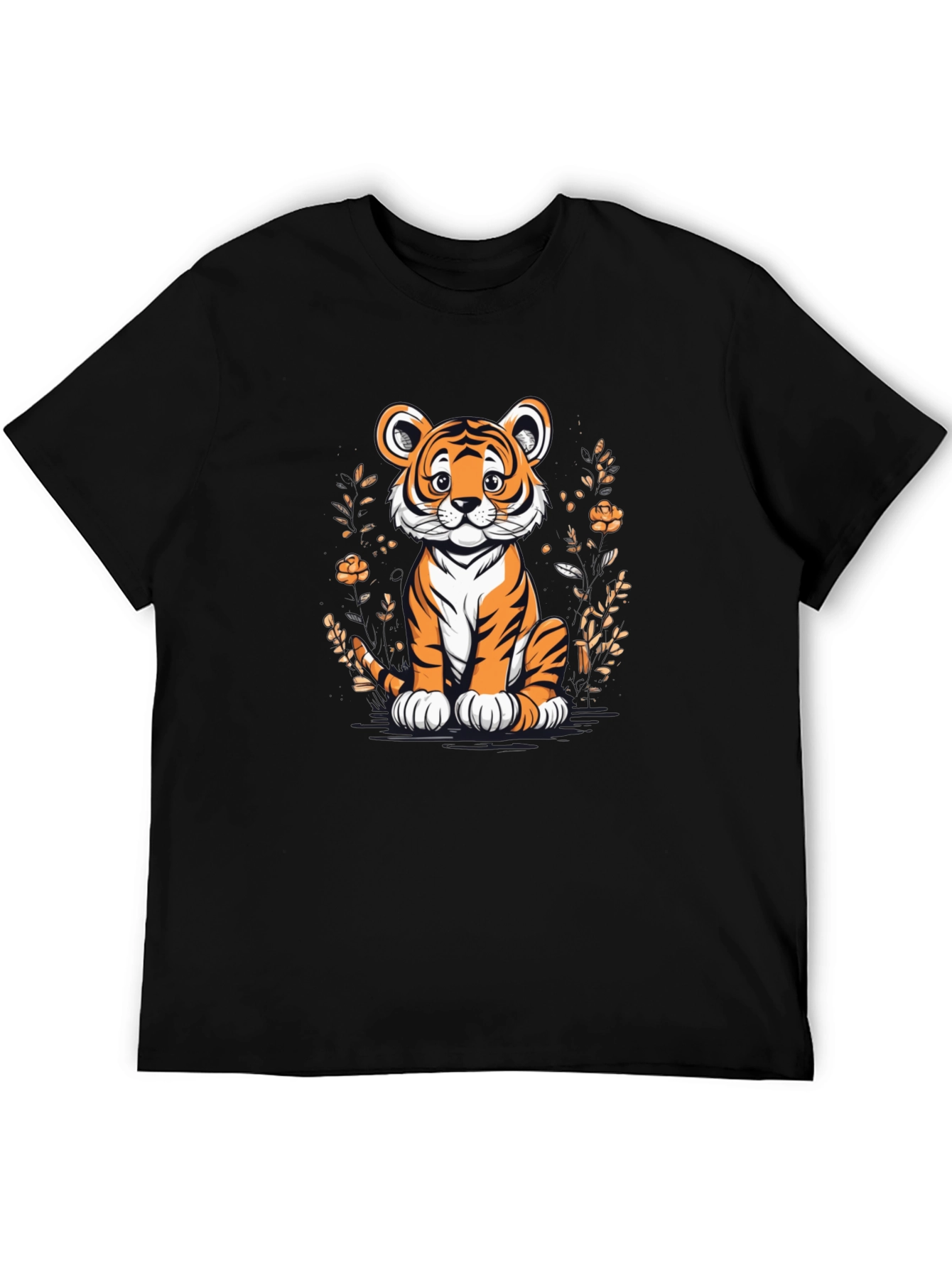 Cute Tiger Graphic Tee - Black Unisex T-Shirt