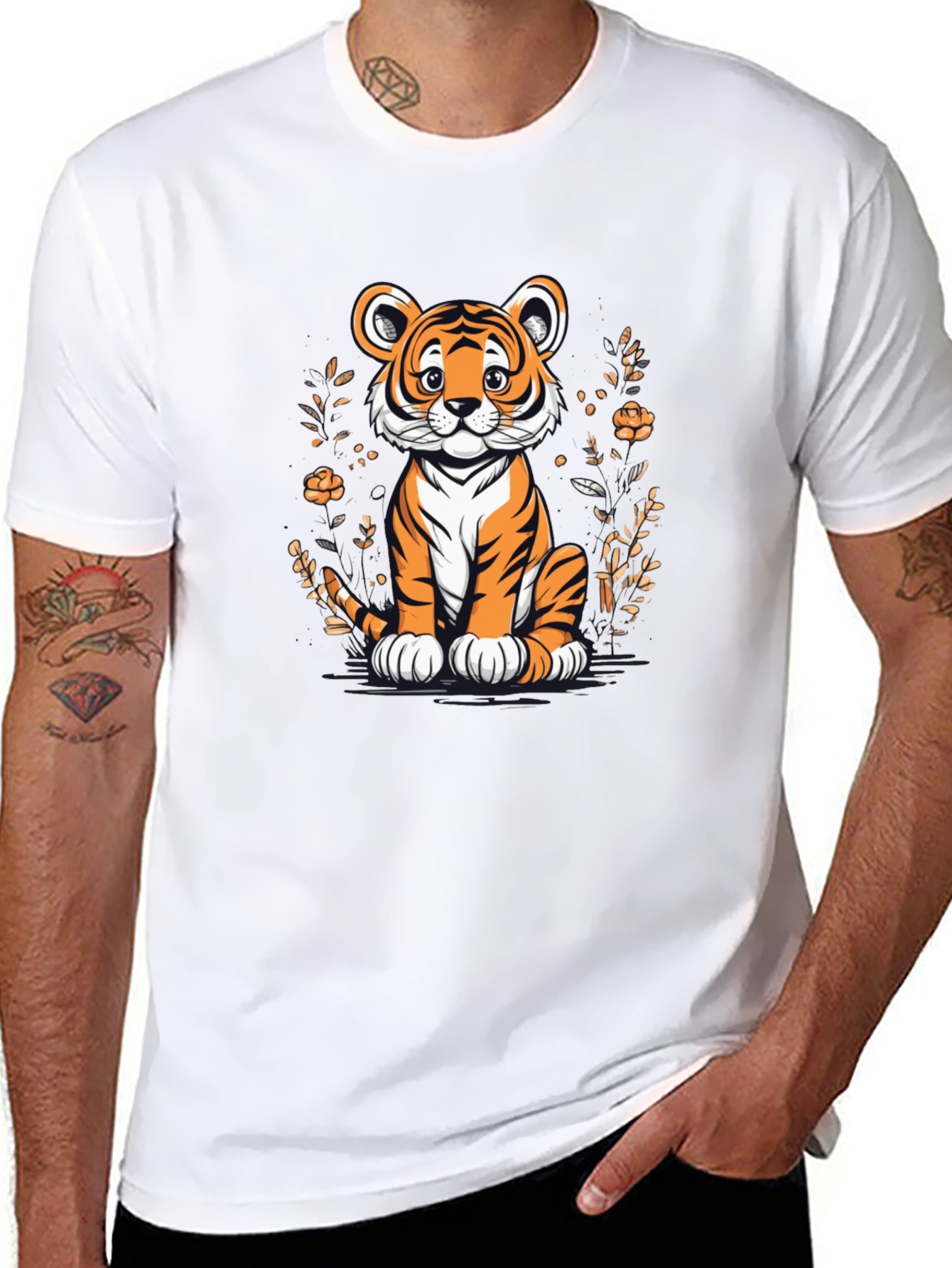 Cute Tiger Graphic Tee - Black Unisex T-Shirt