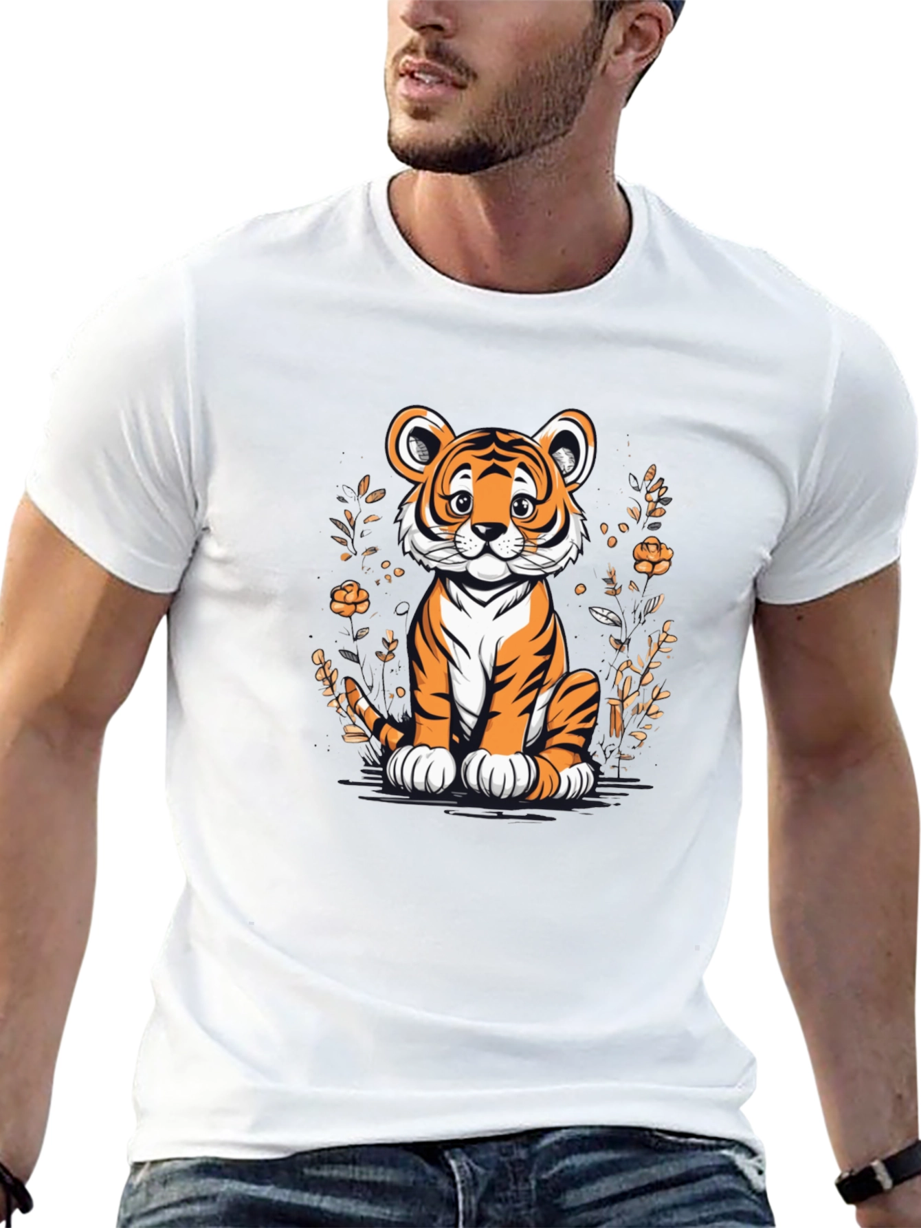 Cute Tiger Graphic Tee - Black Unisex T-Shirt