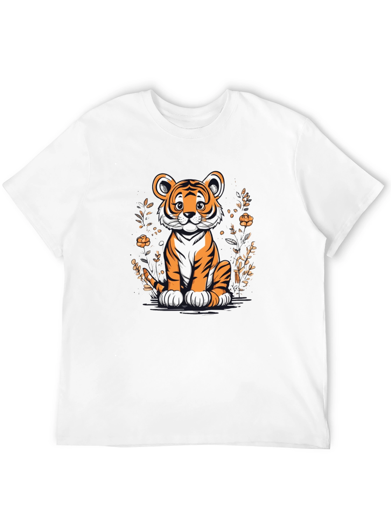 Cute Tiger Graphic Tee - Black Unisex T-Shirt