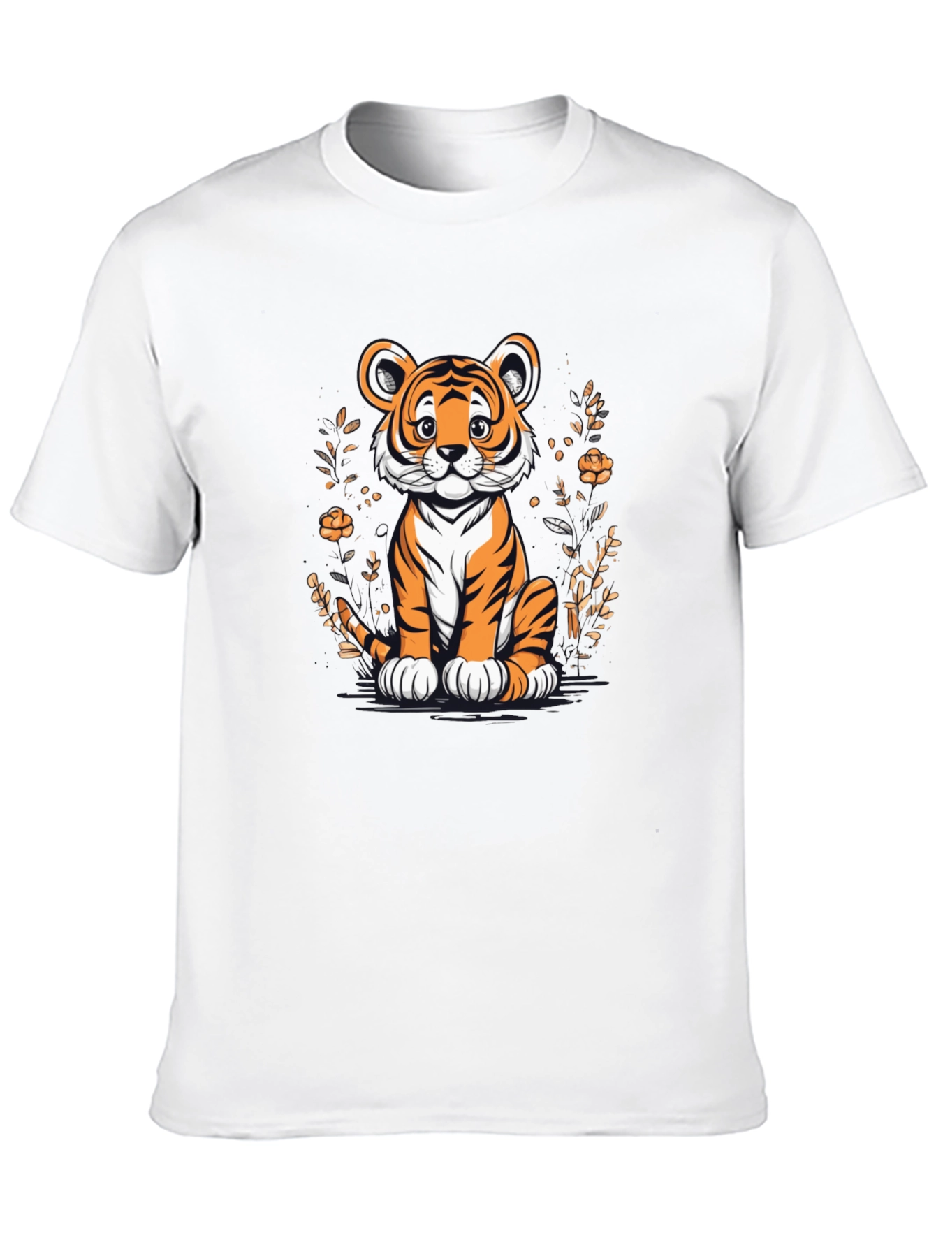 Cute Tiger Graphic Tee - Black Unisex T-Shirt