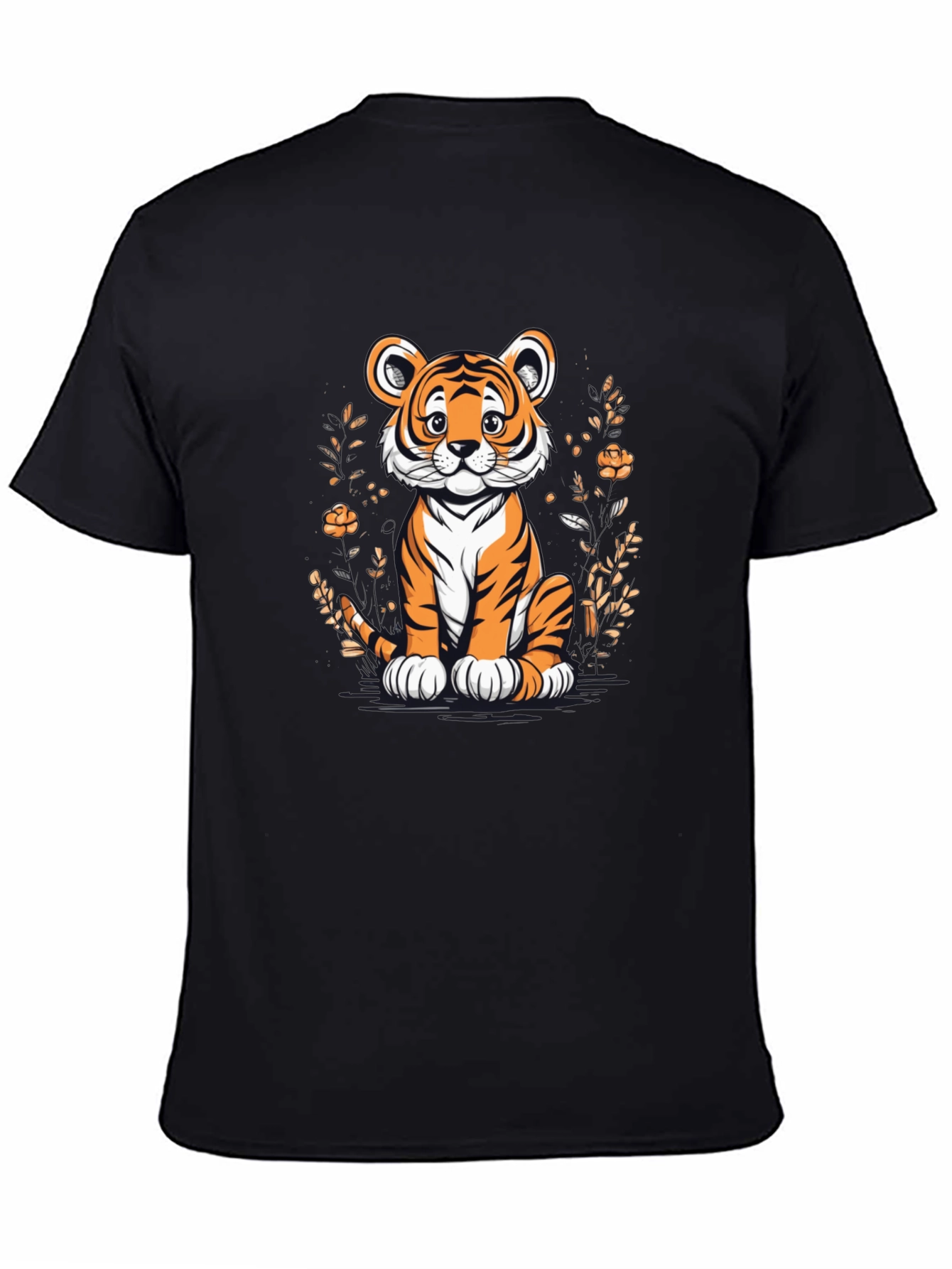 Cute Tiger Graphic Tee - Black Unisex T-Shirt