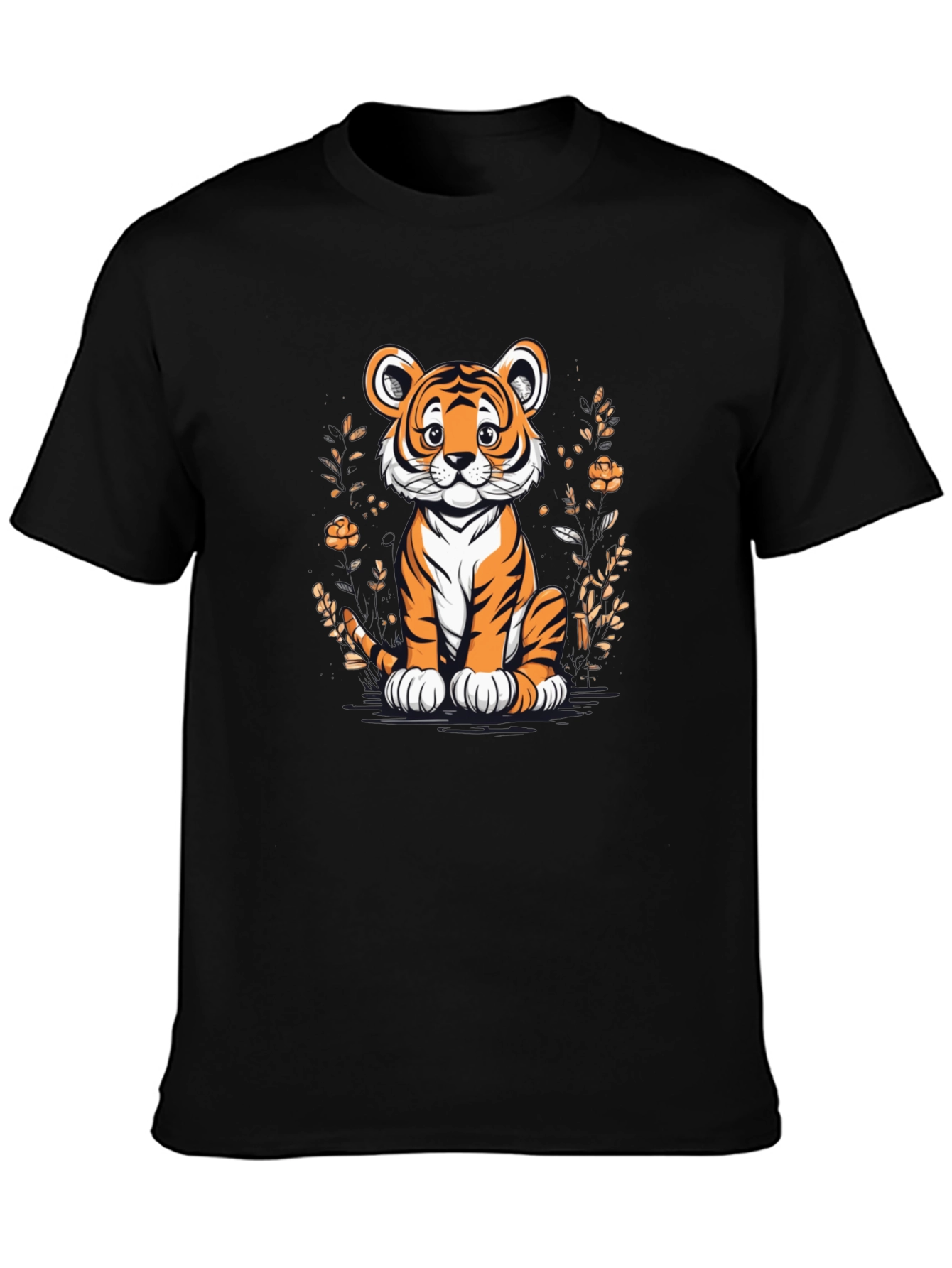 Cute Tiger Graphic Tee - Black Unisex T-Shirt