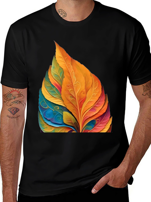 Artistic Colorful Leaf Graphic Tee