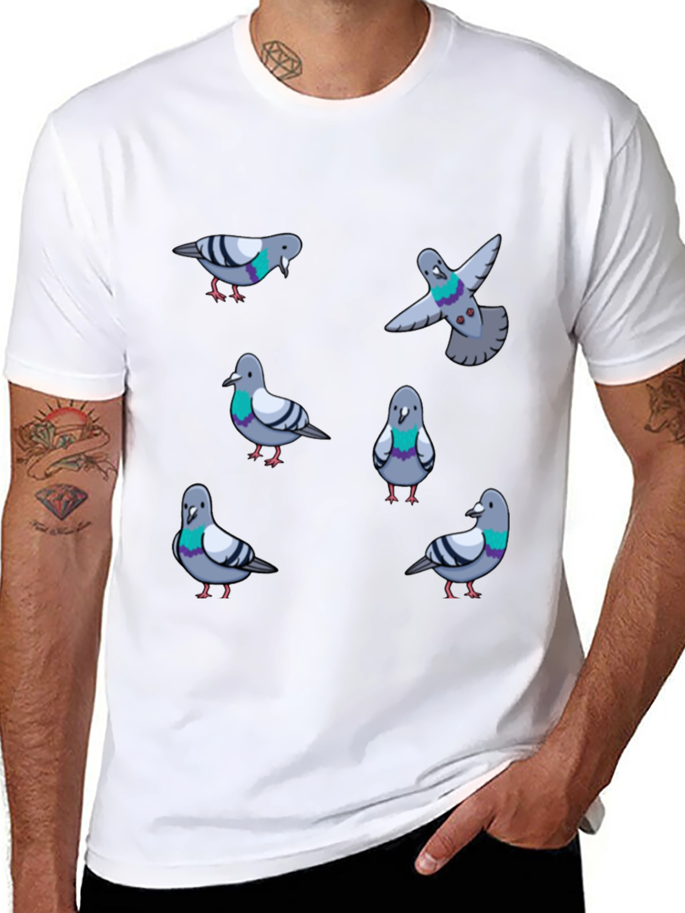 Pigeon Pattern T-Shirt - Urban Bird Lovers Tee