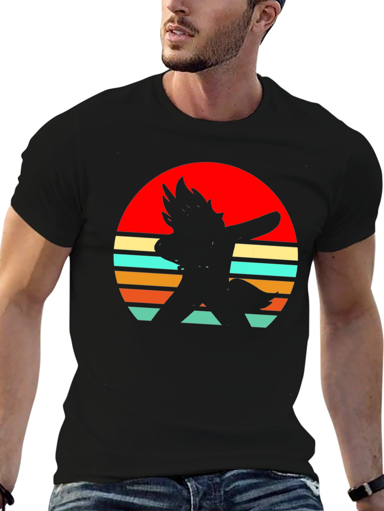 Retro Sunset Silhouette Tee - Stylish Graphic T-Shirt