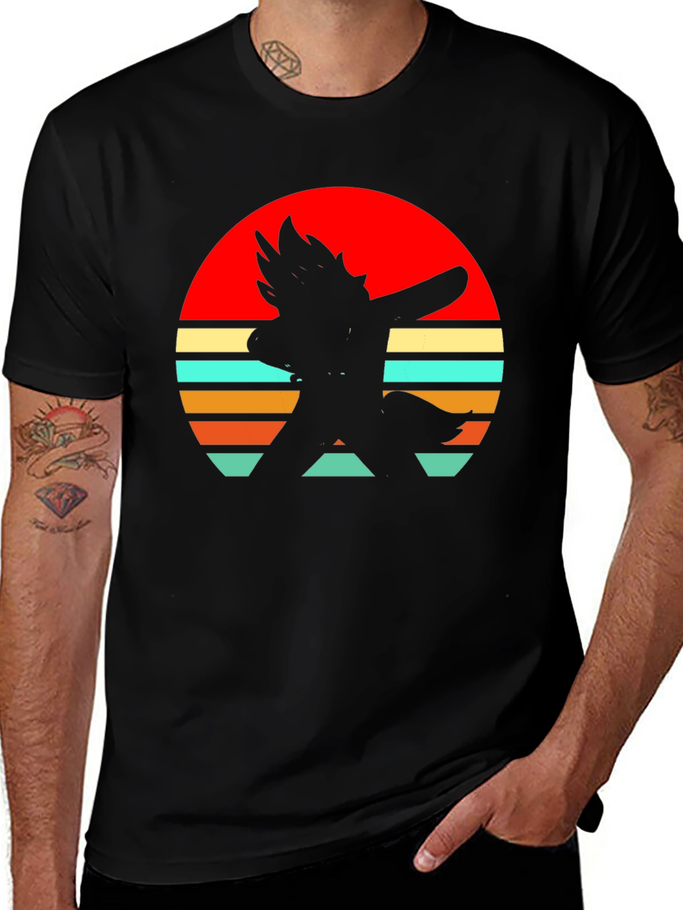 Retro Sunset Silhouette Tee - Stylish Graphic T-Shirt