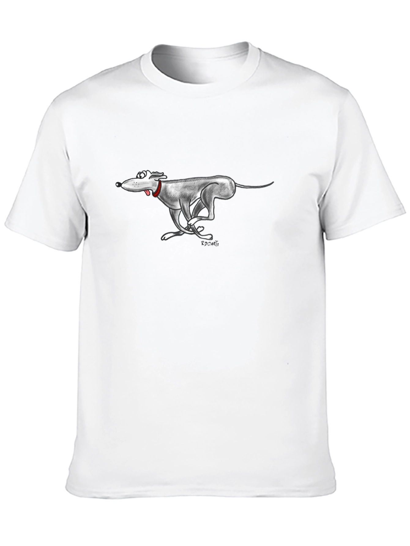 Cartoon Greyhound Dog Graphic Black T-Shirt