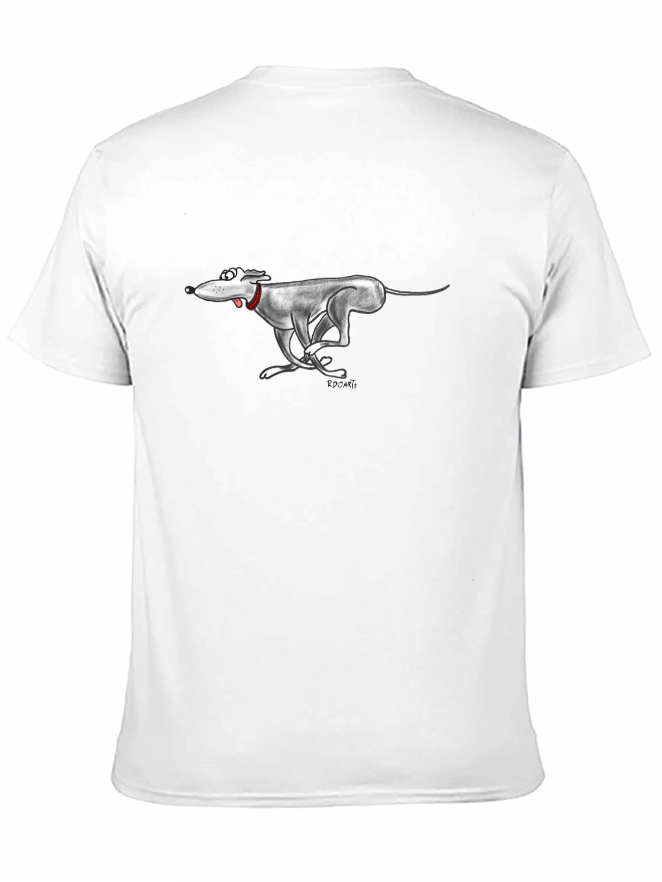 Cartoon Greyhound Dog Graphic Black T-Shirt