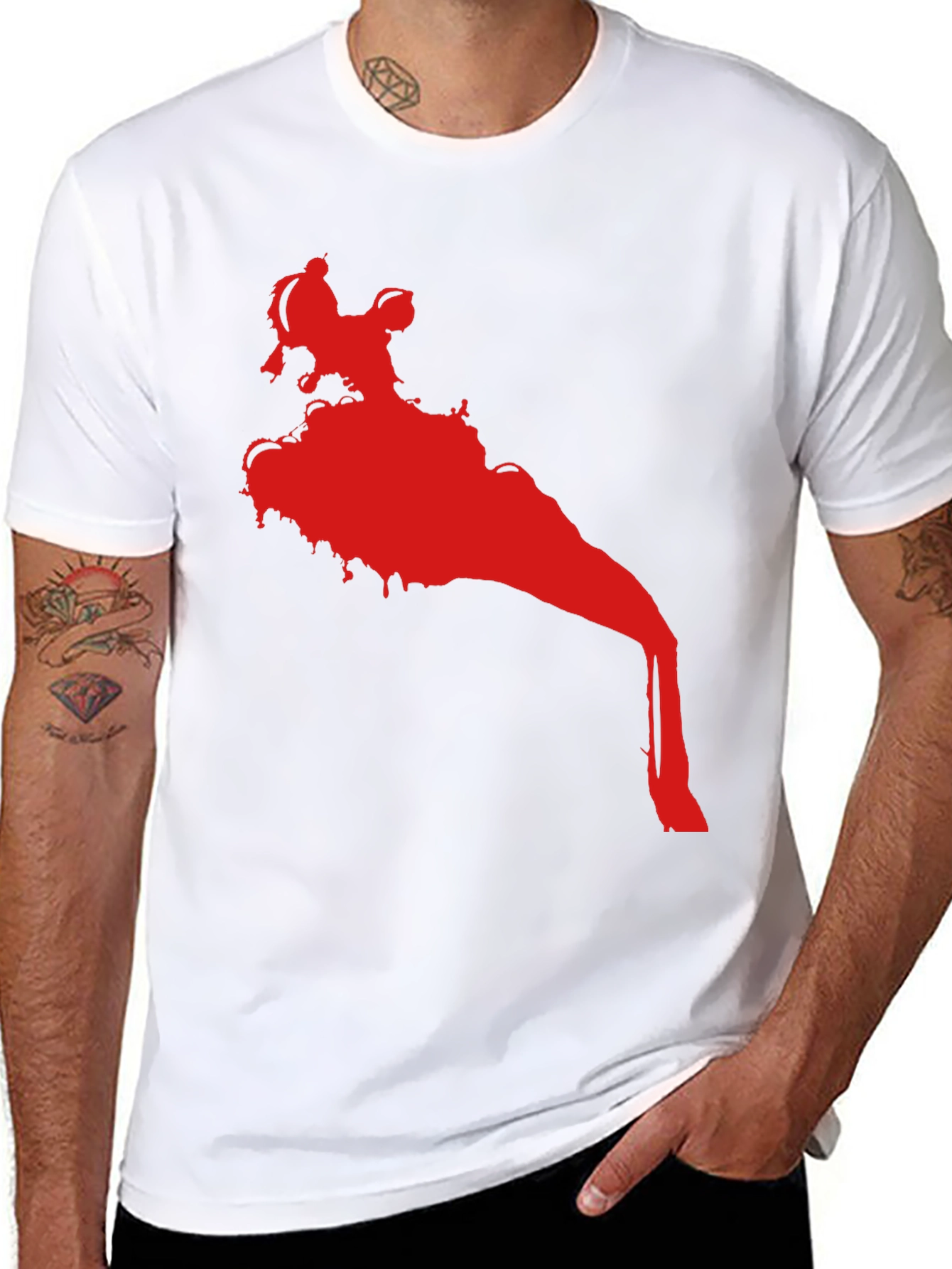 Statement Black T-Shirt with Red Graphic